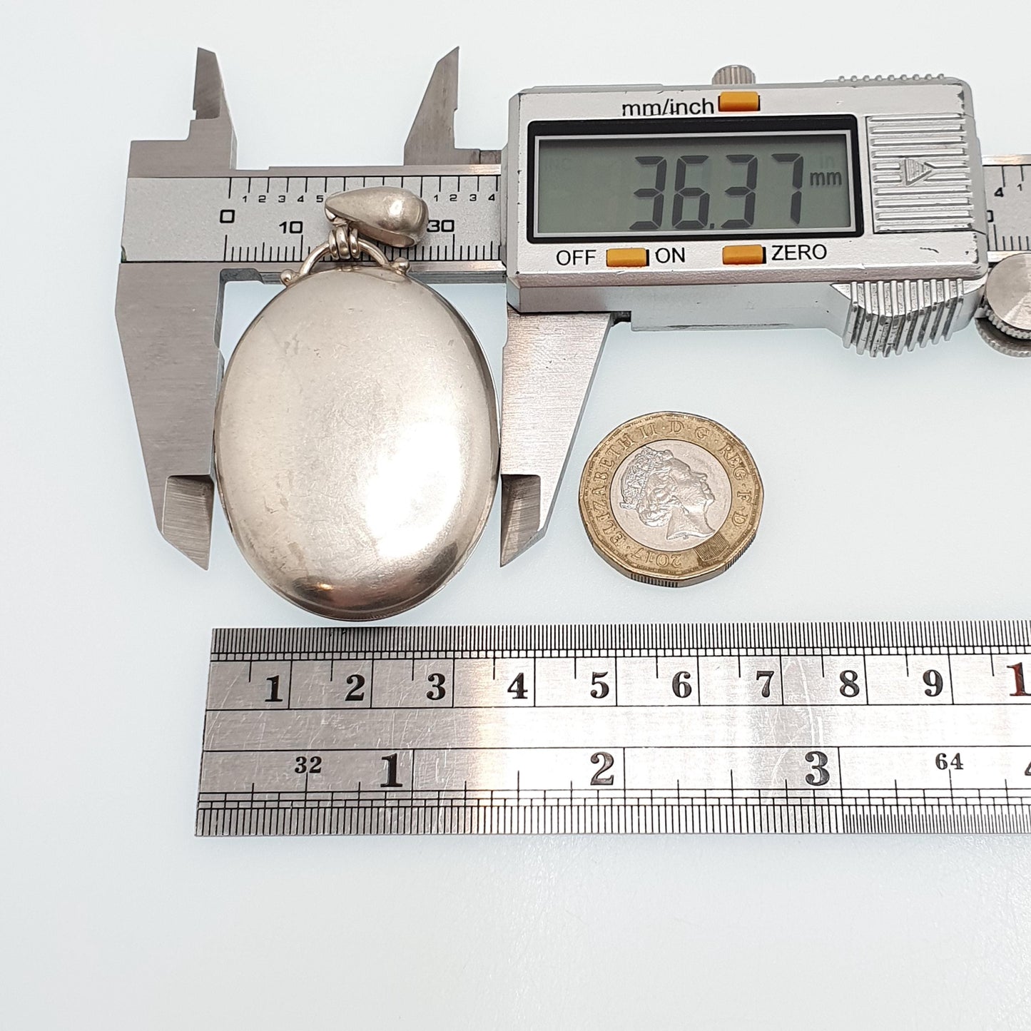 Antique Victorian Solid Silver Locket Smooth Polished Plain Blank Big Large Oval Necklace Pendant Vintage Jewellery Jewelry
