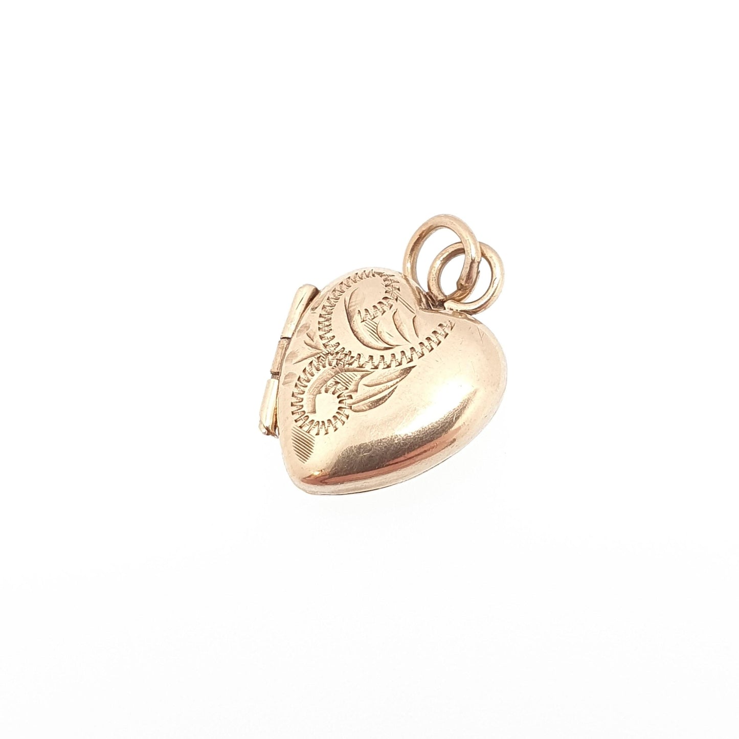 Vintage Solid 9k 375 Gold Heart Locket All 9ct 9 Carat Small Necklace Cute Engraved Photo Picture Pendant Retro Womens Jewelry Jewellery