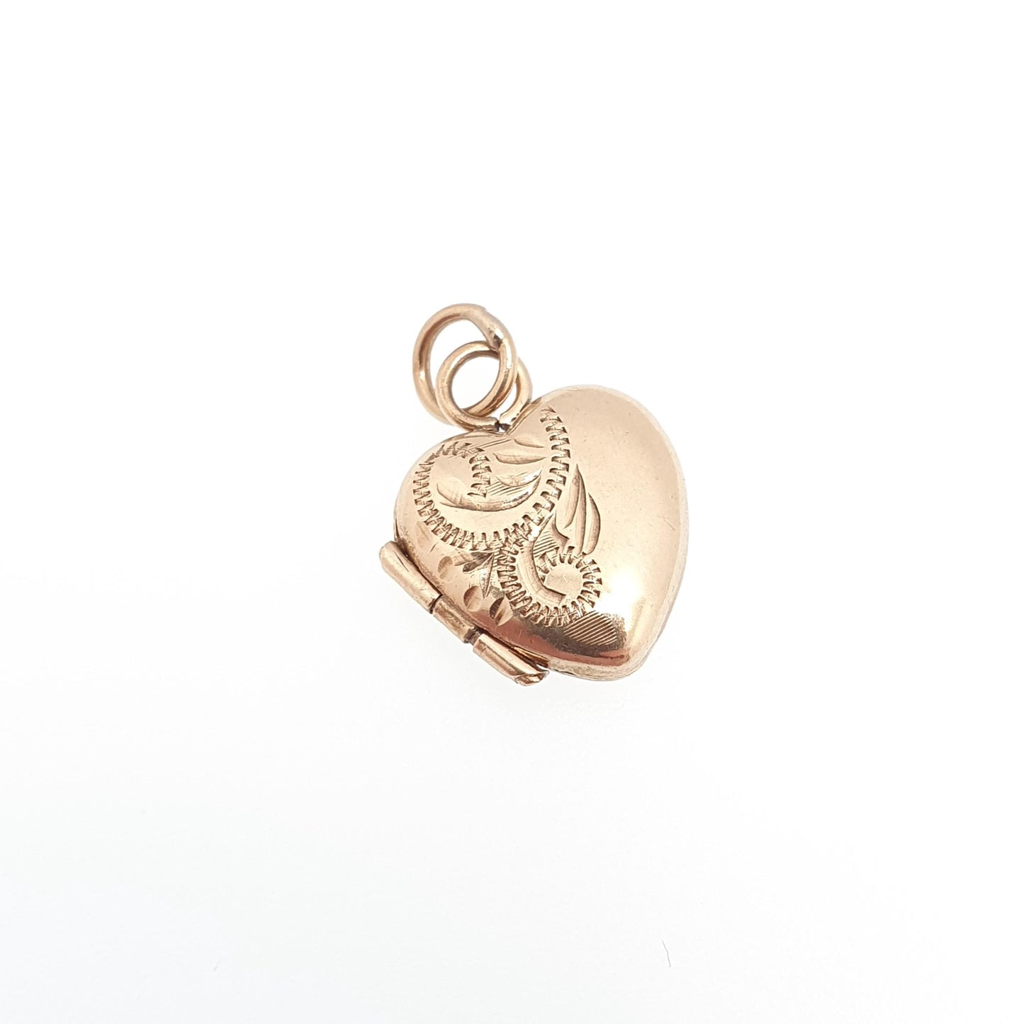 Vintage Solid 9k 375 Gold Heart Locket All 9ct 9 Carat Small Necklace Cute Engraved Photo Picture Pendant Retro Womens Jewelry Jewellery