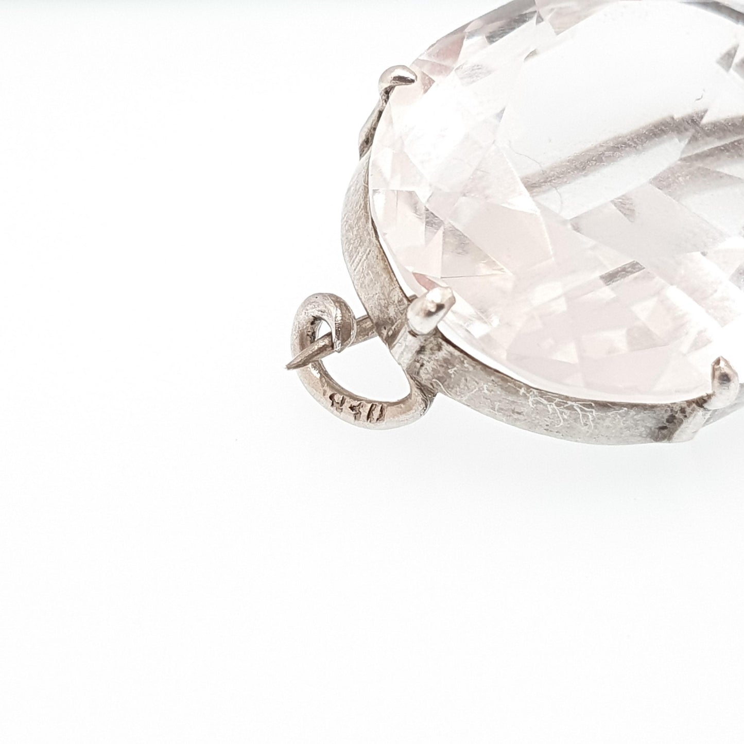 Antique Solid Silver Rock Crystal Brooch Art Deco White Quartz Large Oval Cut Gemstone Clear Vintage Big Womens Jewelry Jewellery