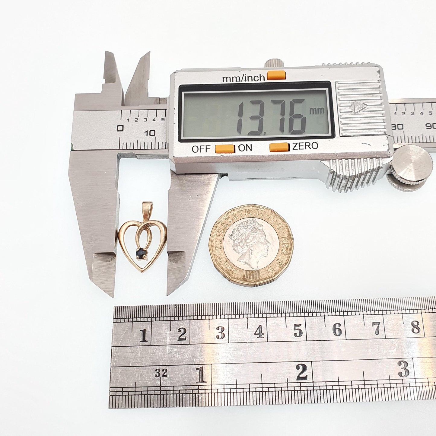 Vintage 9ct Gold Sapphire Heart Pendant Solid 375 9k 9kt Real Gemstone Necklace Cute Gift for Her Womens Jewelry Jewellery