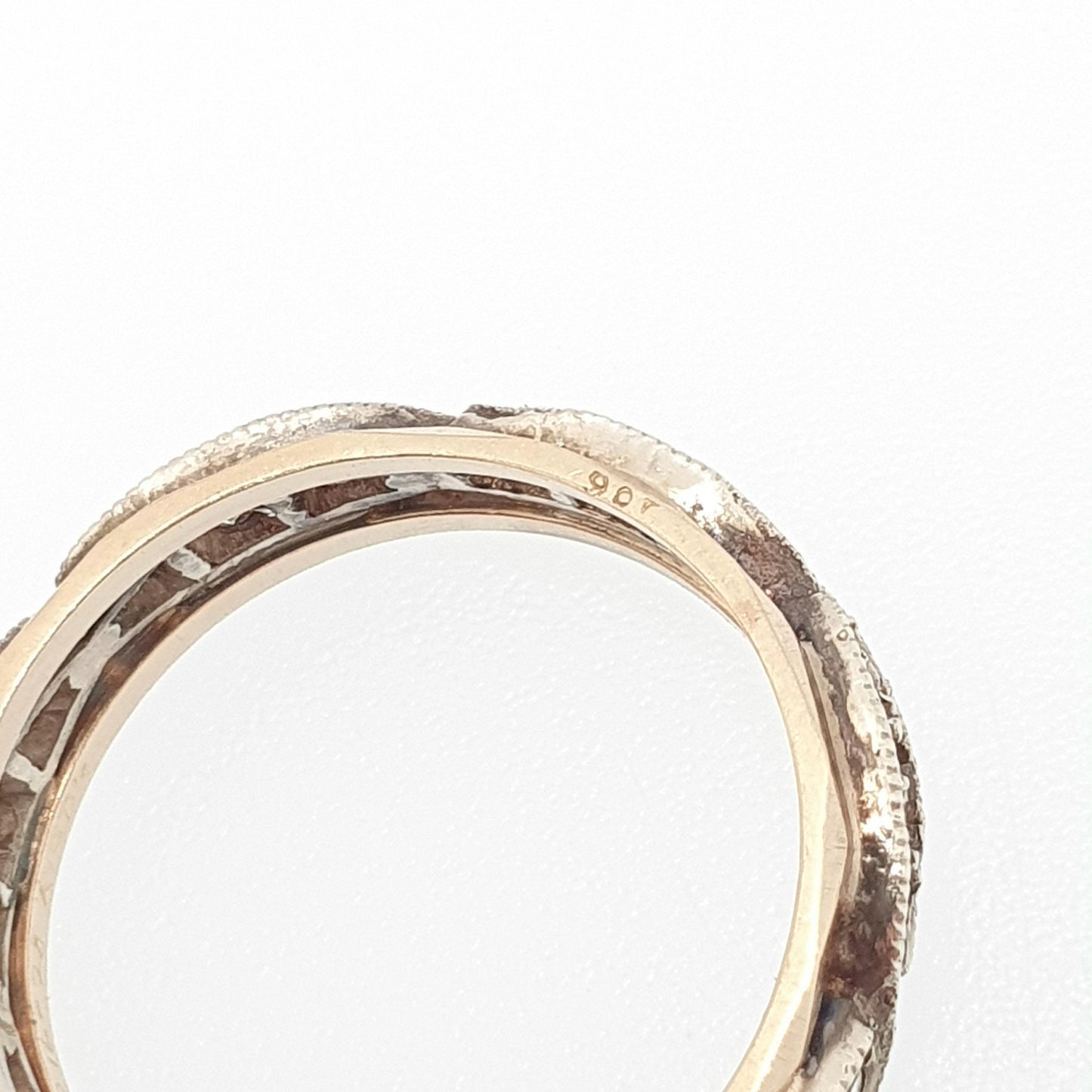 Antique Solid 9ct Gold Full Eternity Ring Wave Border White Spinel 9k 375 Band Sparkly Diamond Style Stacker Stacking Jewelry Jewellery