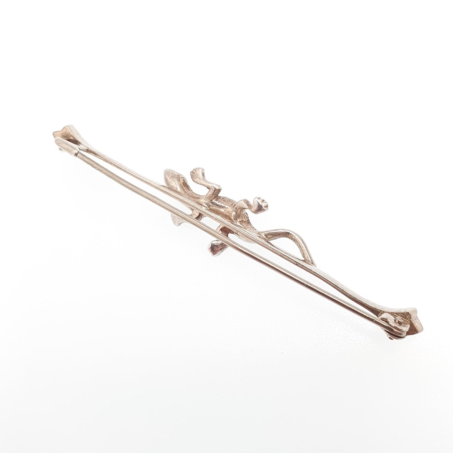 Antique Solid Silver Lizard Brooch Diamond Paste Sapphire Pastes Art Deco Reptile Animal Vintage Womens Retro Jewelry Jewellery