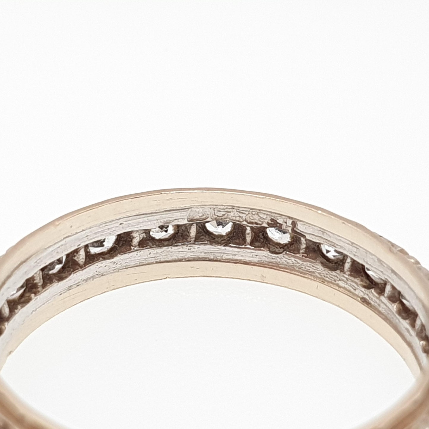 Antique 9ct Gold Eternity Ring Diamond White Spinel Sterling Silver Band Solid 9kt 9k Gold Art Deco Vintage 1920s Womens Jewelry Jewellery