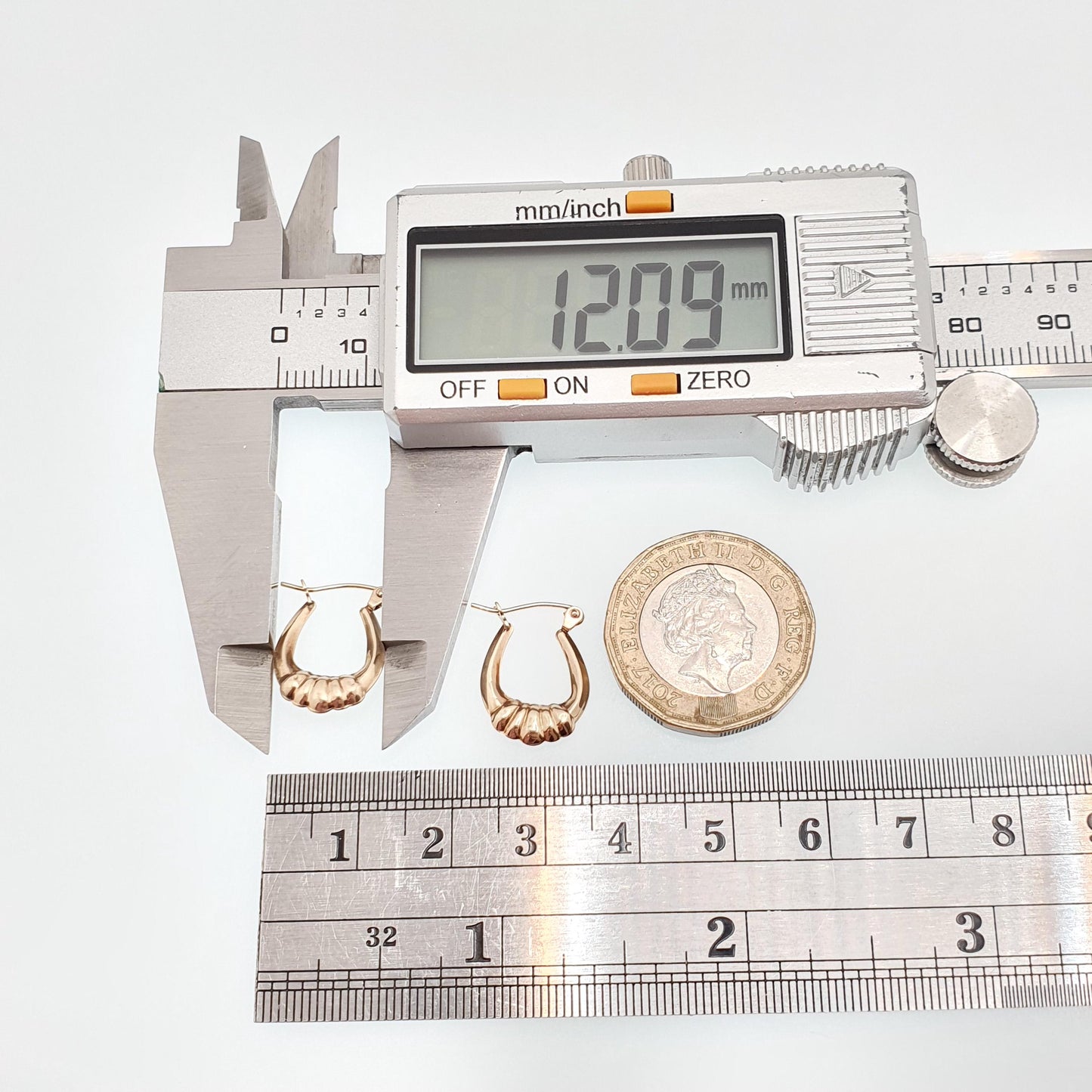 Vintage 9ct 375 Gold Creole Hoop Earrings Gypsy Yellow 9k 9 Carat 1980s Small Hanging Girls Womens Jewelry Jewellery