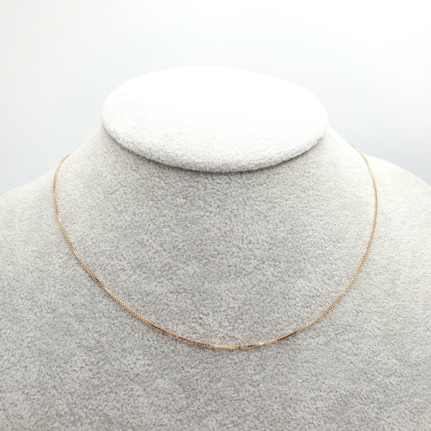 Vintage 9ct 375 Gold Box Link Chain Necklace Square Link 40cm 15.7" 1.55g Hallmarked Solid 9kt Yellow Jewellery Jewelry