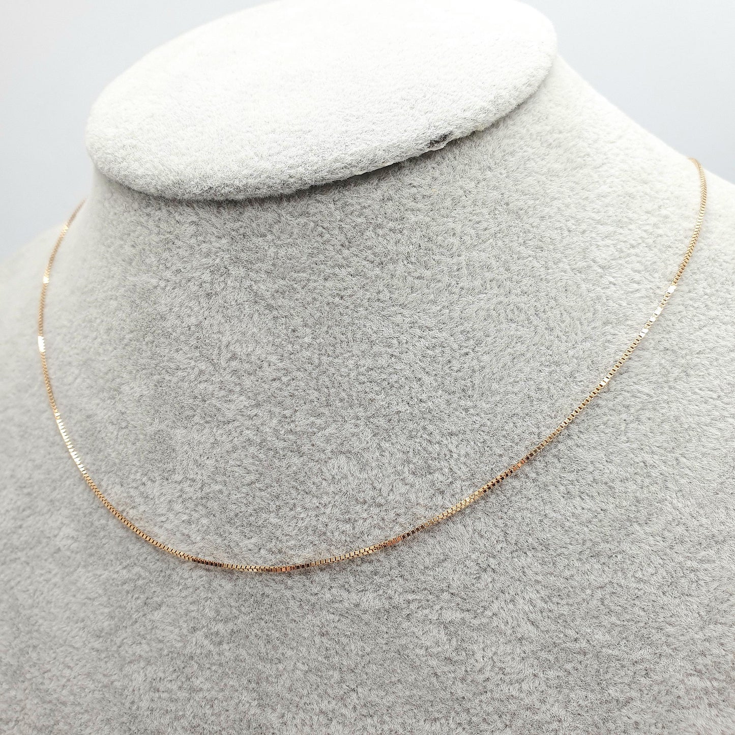 Vintage 9ct 375 Gold Box Link Chain Necklace Square Link 40cm 15.7" 1.55g Hallmarked Solid 9kt Yellow Jewellery Jewelry