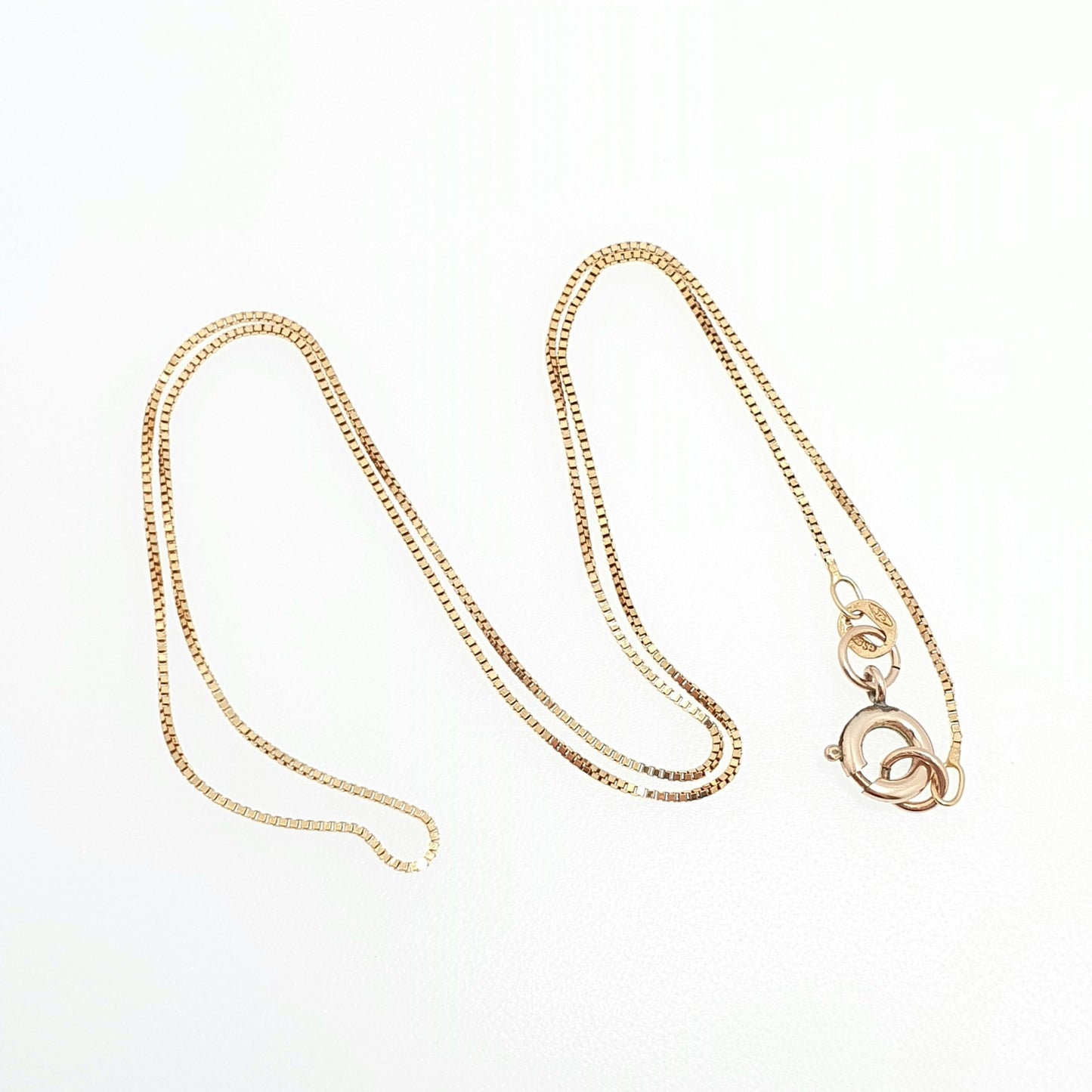 Vintage 9ct 375 Gold Box Link Chain Necklace Square Link 40cm 15.7" 1.55g Hallmarked Solid 9kt Yellow Jewellery Jewelry