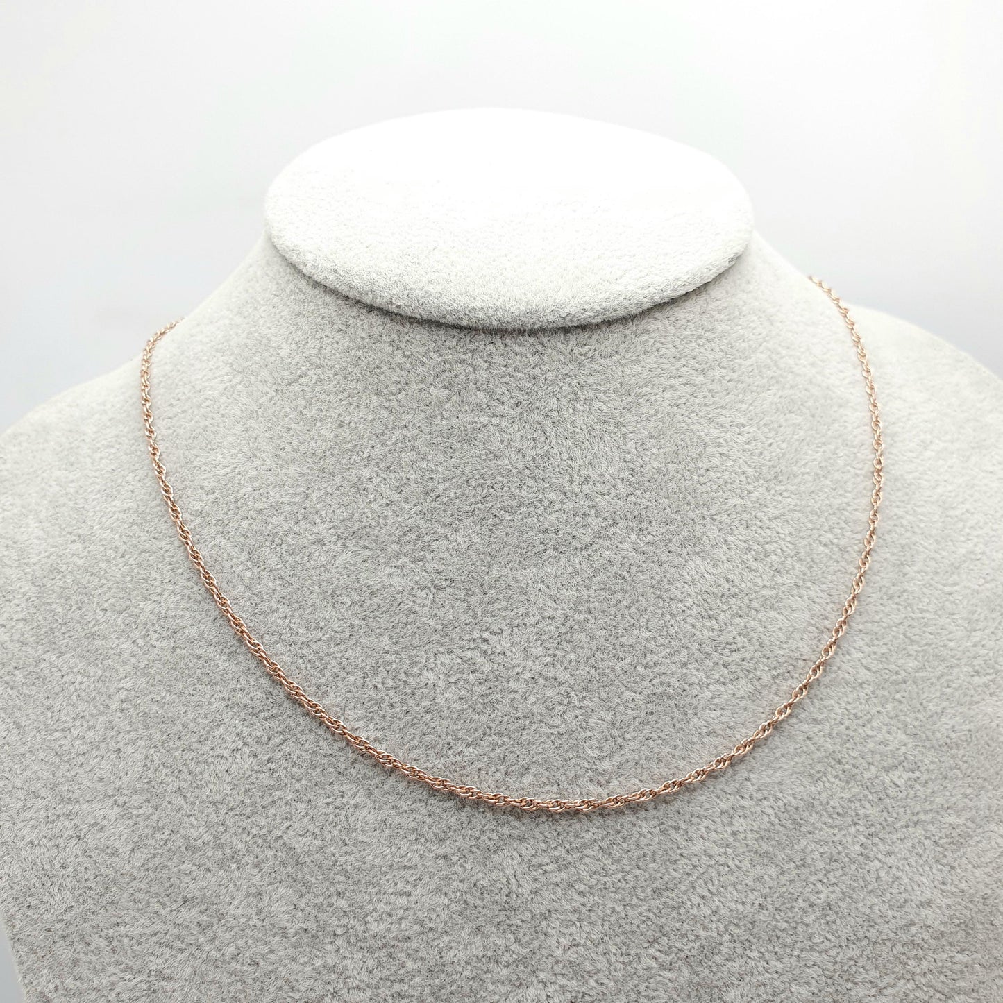 Vintage 9k 9ct Rose Gold Chain Necklace Rope Link 42cm 16.5" 2.98g Helix Twisting Twist Solid 9kt 375 9 Carat Retro Womens Jewelry