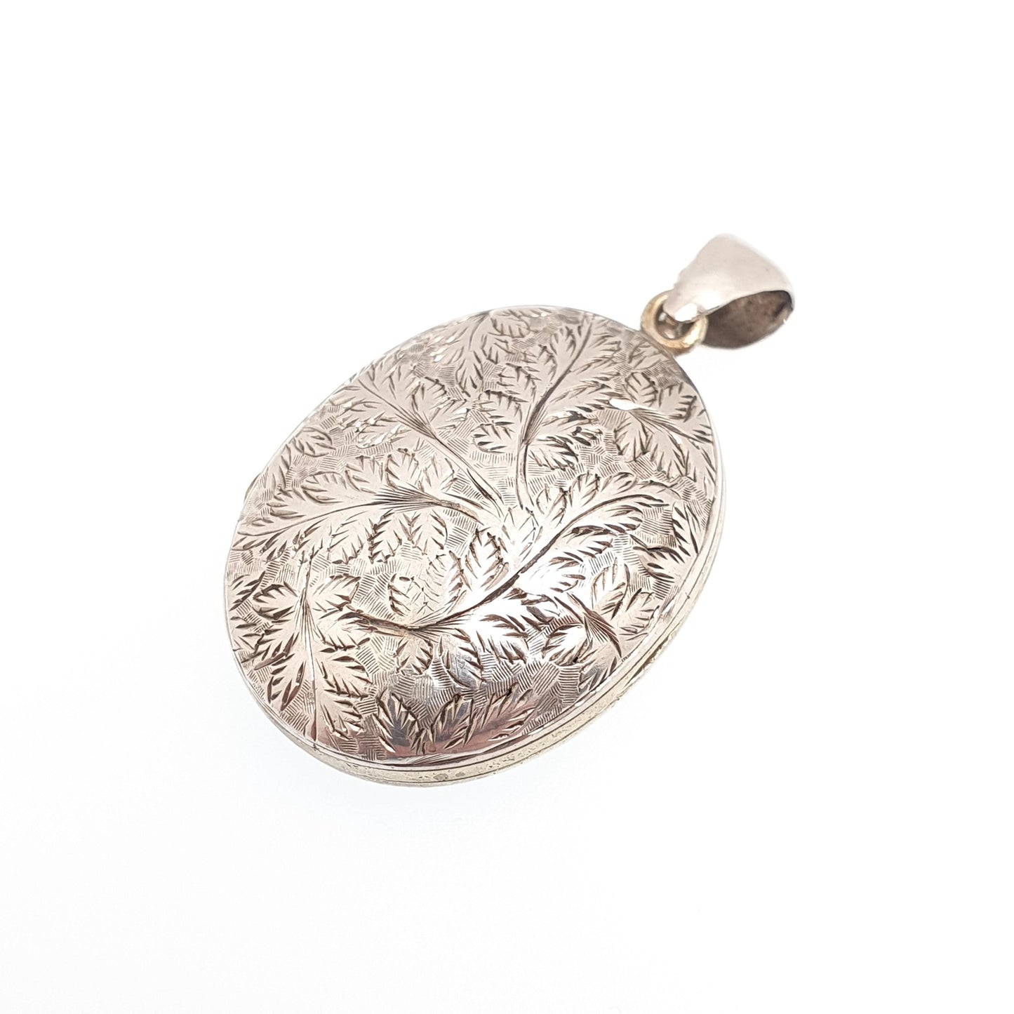 Antique Solid Silver Victorian Locket Oval Engraved Back and Front Necklace Vintage Pendant Womens Jewelry Jewellery
