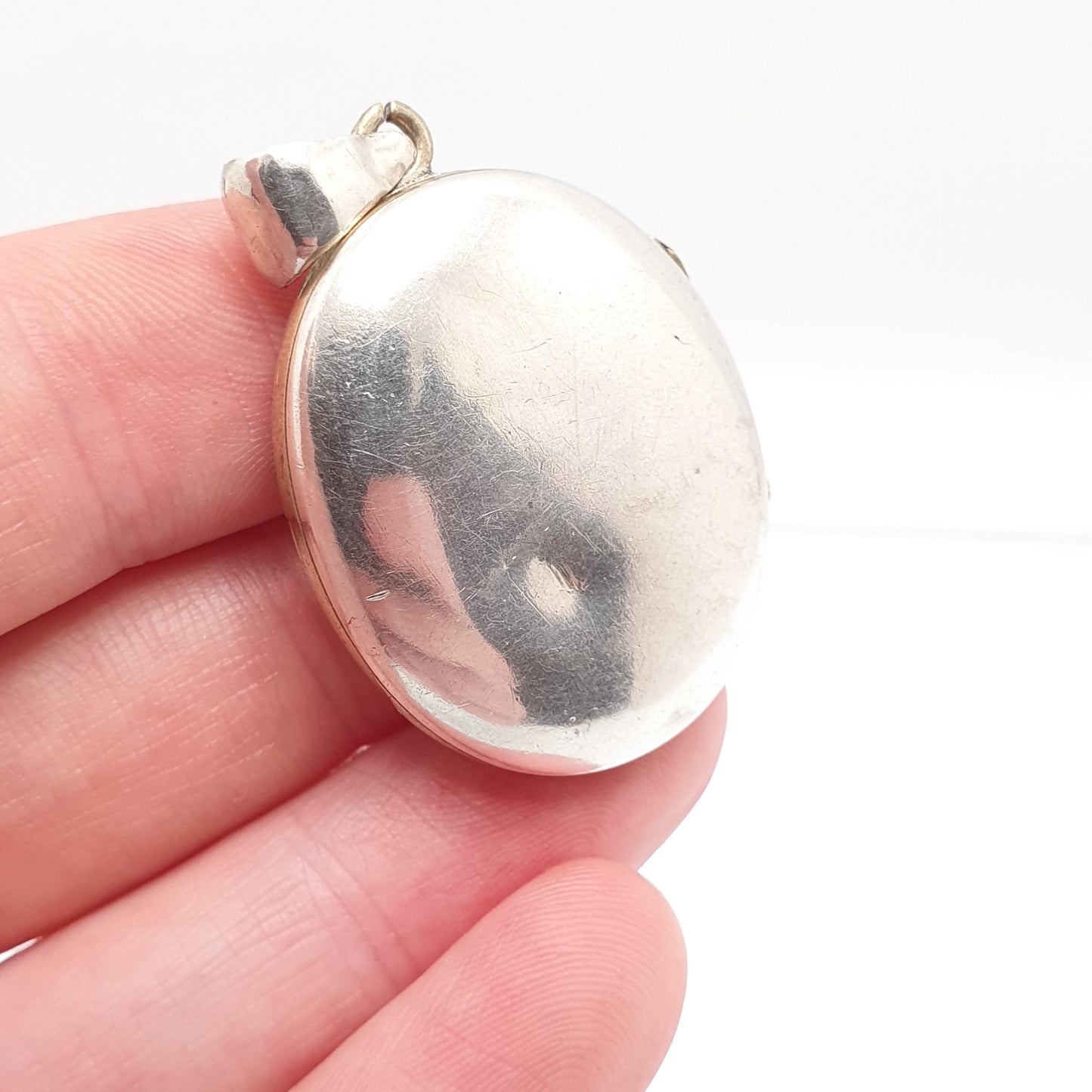 Antique Solid Silver Victorian Locket Oval Engraved Back and Front Necklace Vintage Pendant Womens Jewelry Jewellery