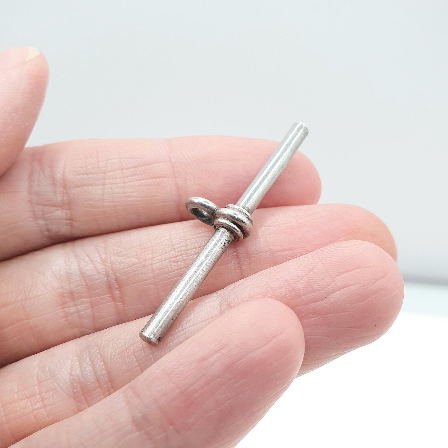 Antique Sterling Silver T Bar Fob Pendant Necklace Albert Chain 1920 Hallmark 925 Vintage Unisex Mens Womens Jewelry Jewellery