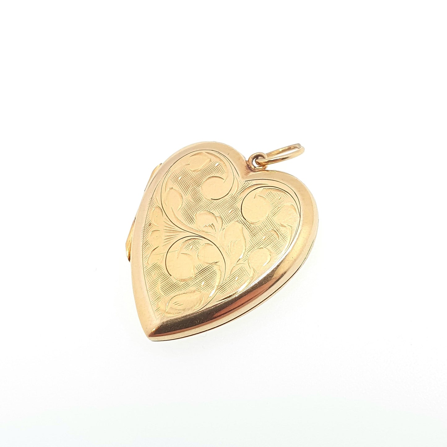 Vintage Solid 9k 375 Gold Heart Locket All 9ct 9 Carat Necklace Hand Engraved Cute Photo Picture Pendant