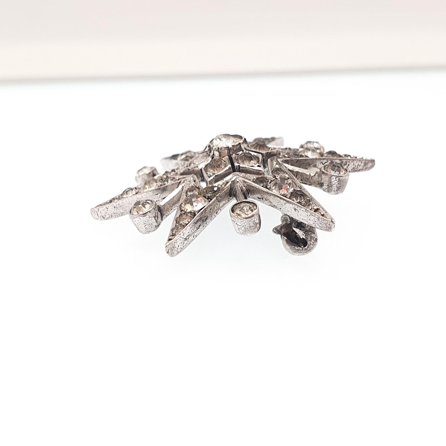 Antique Solid Silver Diamond Paste Star Brooch Art Deco Sparkly Pin Celestial Starry Night Fine Jewelry Jewellery Vintage