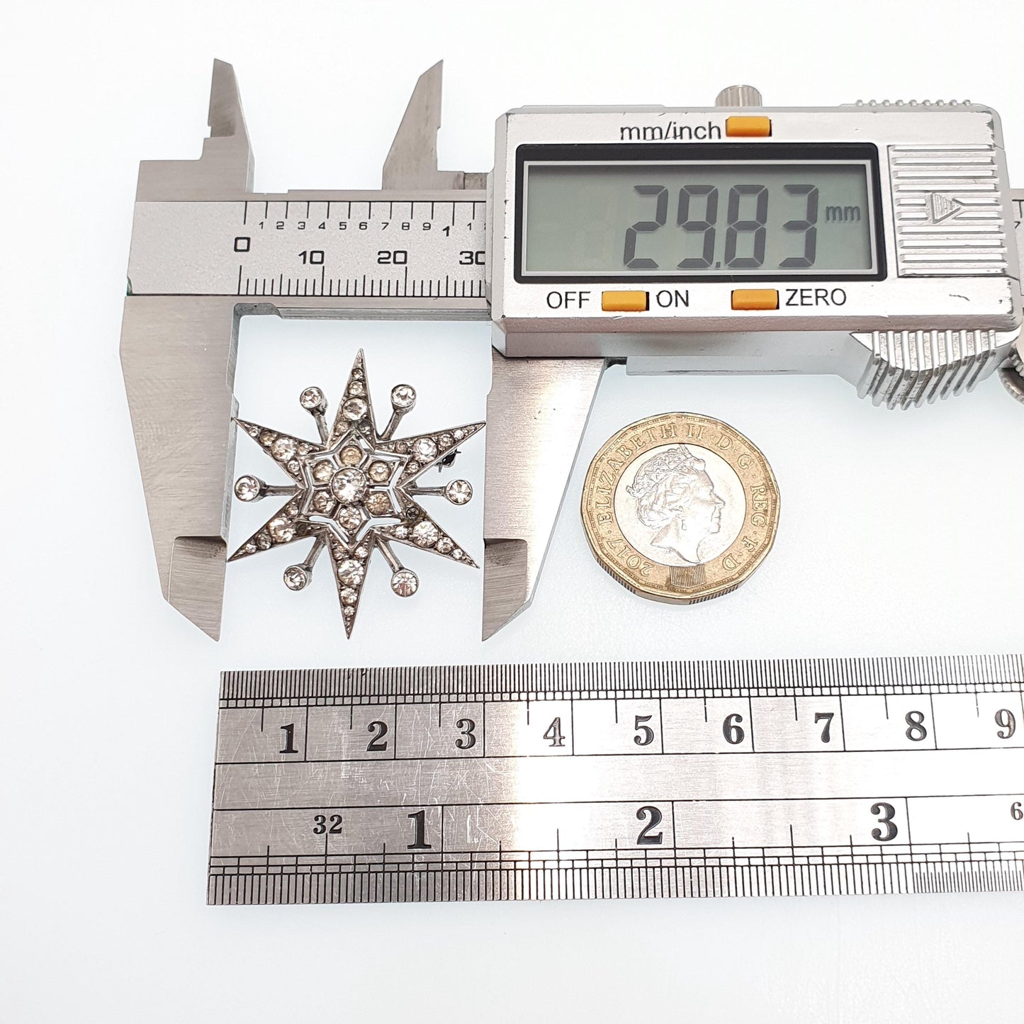 Antique Solid Silver Diamond Paste Star Brooch Art Deco Sparkly Pin Celestial Starry Night Fine Jewelry Jewellery Vintage