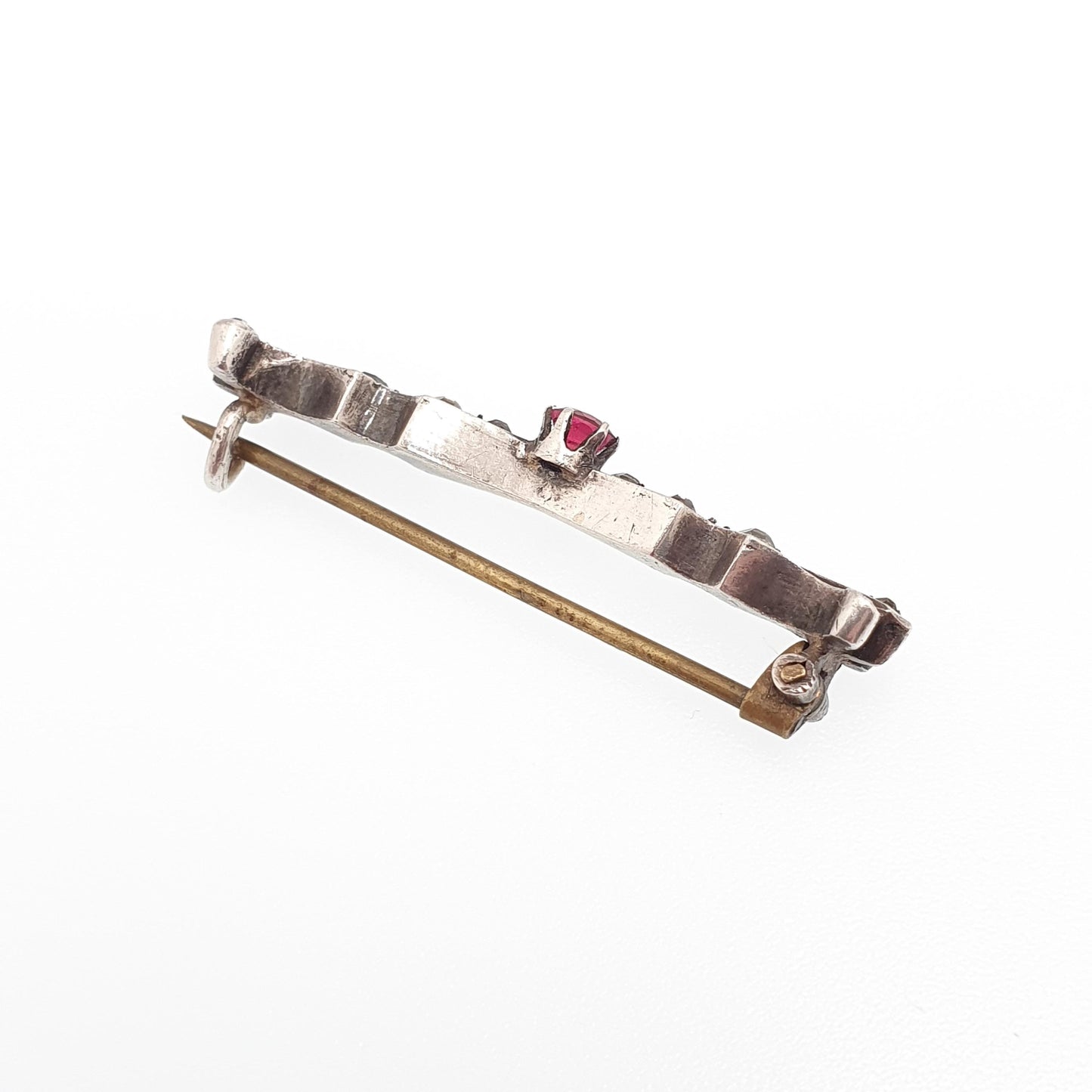 Antique Victorian Solid Silver Garnet & Diamond Paste Brooch Genuine Real 1800s Sparkly Vintage Womens Jewelry Jewellery