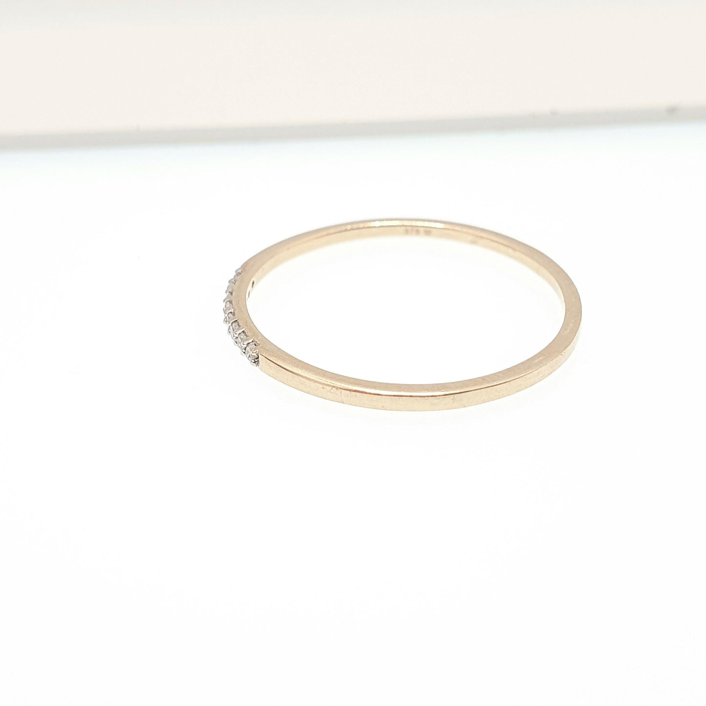 Vintage 9k 9ct Solid Gold Diamond Band Ring Genuine Diamonds Stacker Stacking Fine Thin Jewelry Jewellery