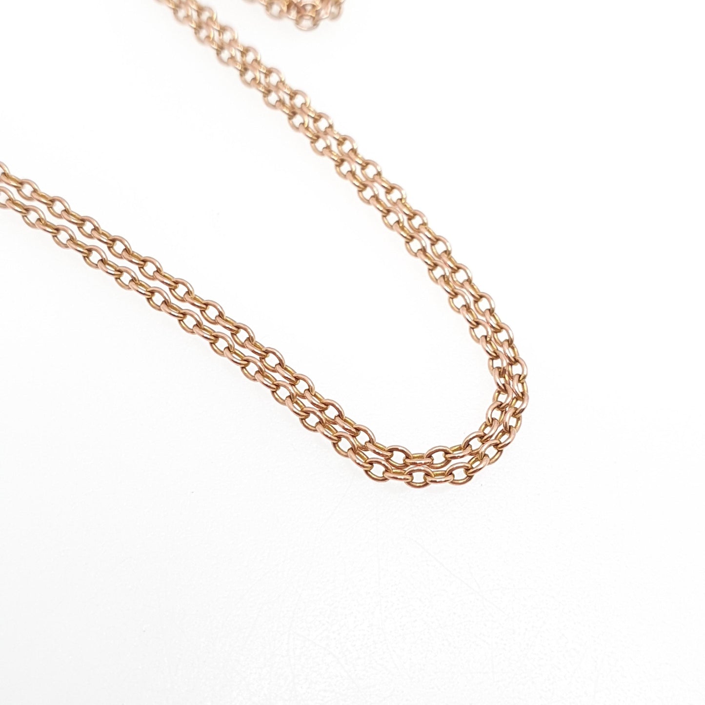 Antique 9ct 375 Rose Gold Chain Necklace Cable Trace Link Victorian 57cm 22.4" 2.66g Solid 9k Vintage Jewelry Jewelry