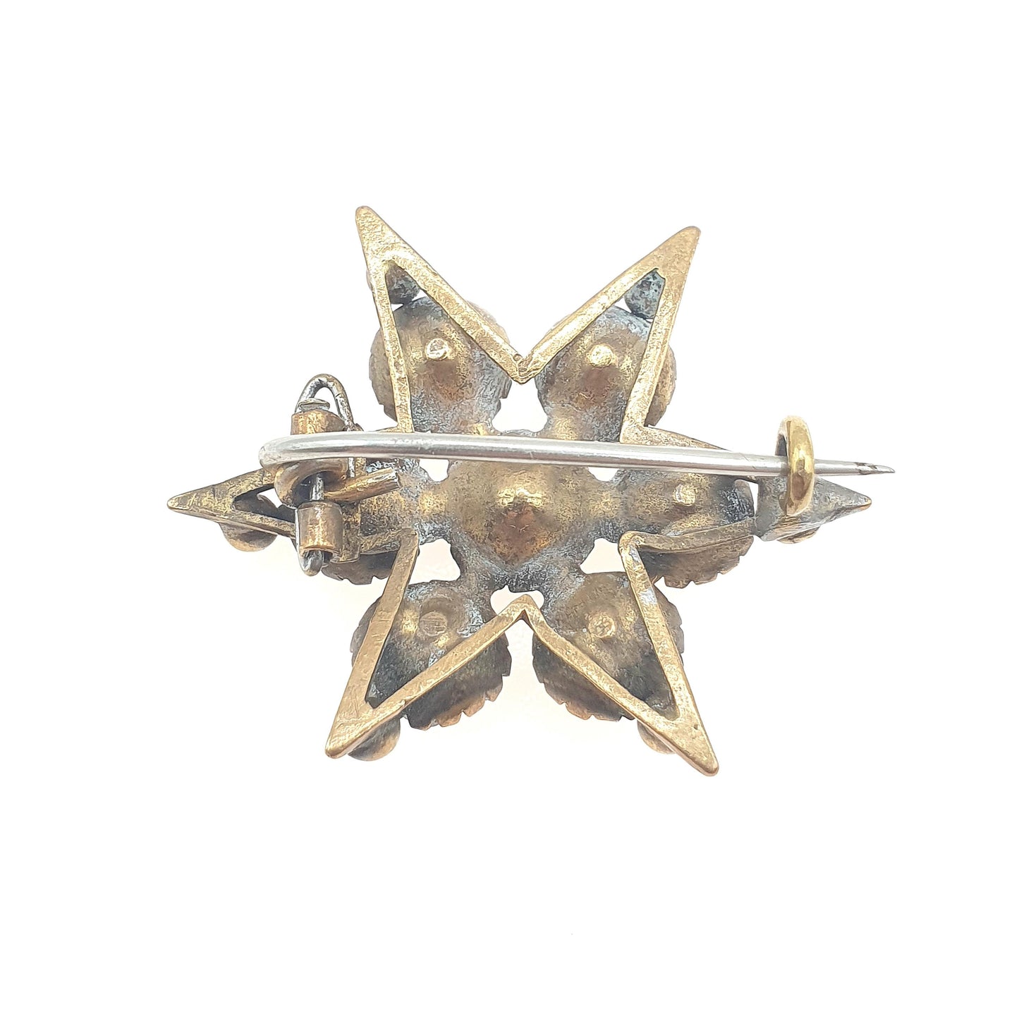 Antique Victorian Diamond Paste Star Brooch Gold Tone Base Metal Large Celestial Night Sparkly Womens Jewelry Jewellery