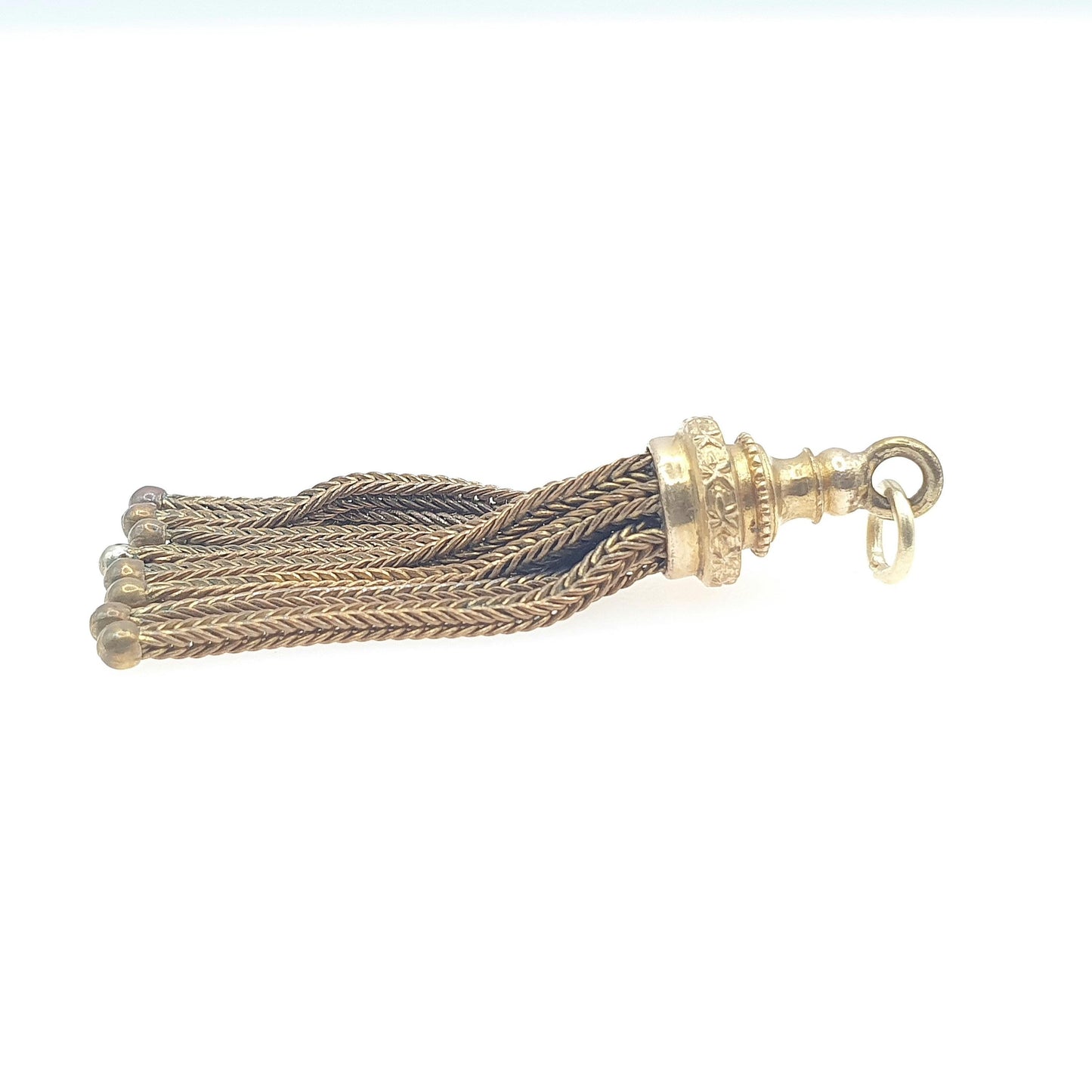 Antique Victorian Rolled Gold Tassel Fob Pendant Albert Chain Charm Beaded Gold Filled Vintage Ladies Unisex Womens NecklaceJewelry