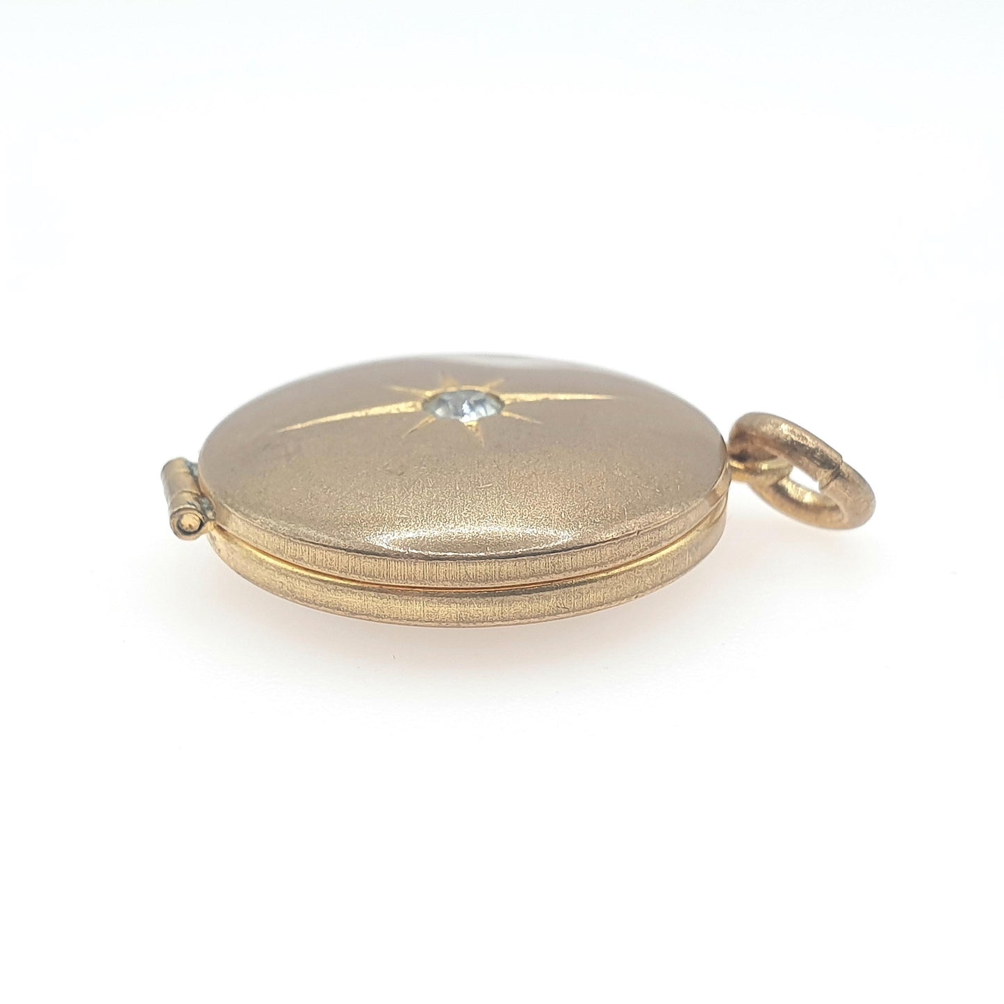 Antique Victorian Gold Gilt Diamond Paste Locket Round Star Centre 1800s Necklace Jewelry Womens Jewellery
