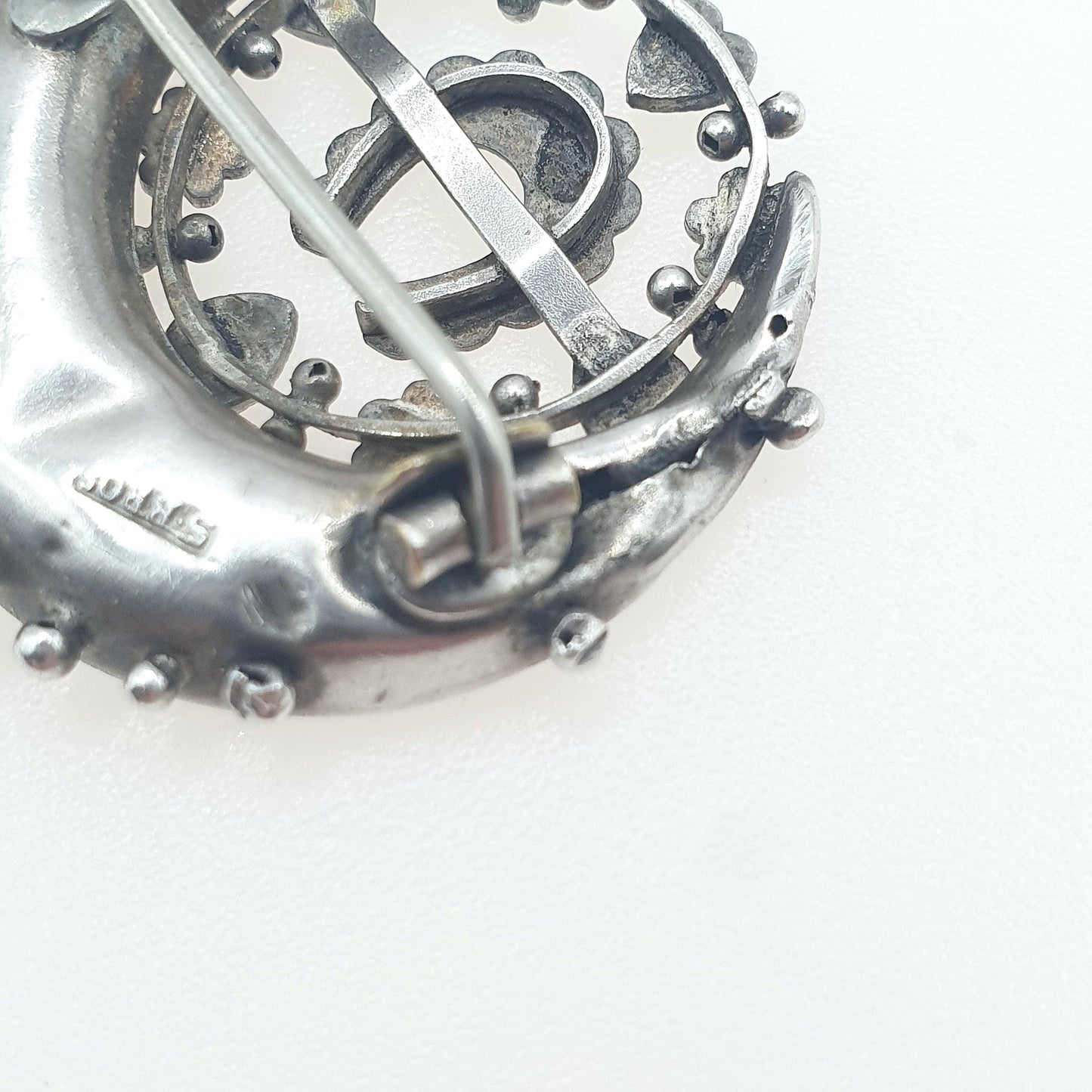 Antique Victorian Sterling Silver Sweetheart Brooch Bird Horseshoe Crescent Lucky Gold Luck 1892 Womens Jewelry Jewellery