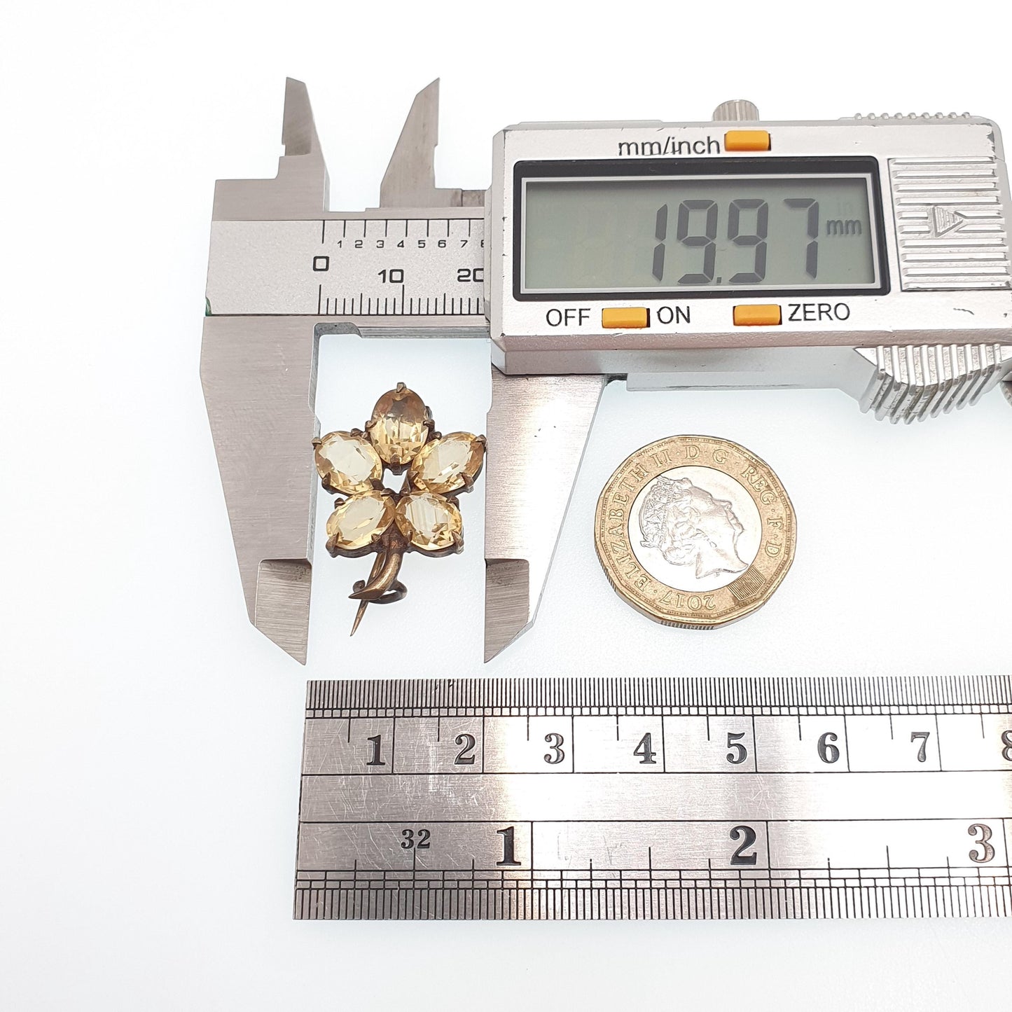 Antique Solid Silver Citrine Flower Brooch Natural Gemstone Gold Gilt Victorian Oval Cut Orange Quartz Pin Vintage 1800s Jewelry Jewellery