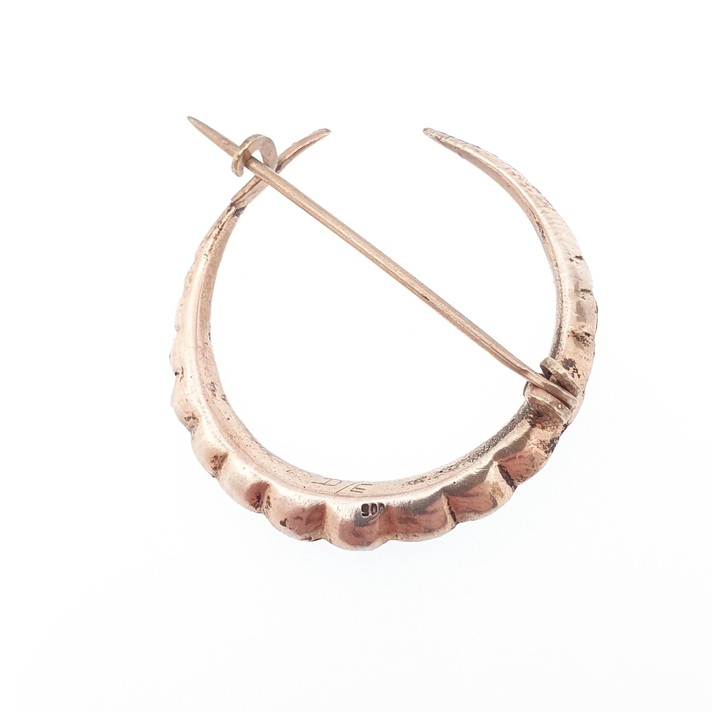 Antique Crescent Moon Solid Silver Brooch Victorian Diamond Paste Foiled Backs Sparkly Celestial Jewelry Jewellery Vintage Moons