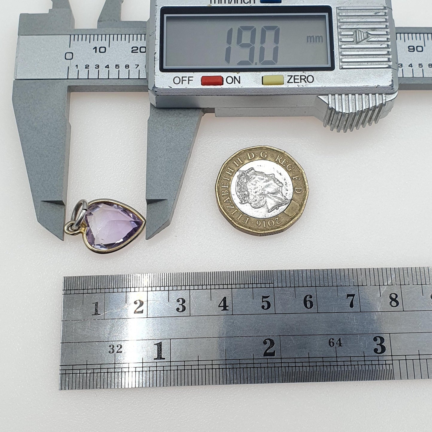 Antique Victorian Amethyst Heart Pendant Charm Lilac Gemstone Silver Tone Base Metal Love Romantic Womens Jewelry Vintage Jewellery