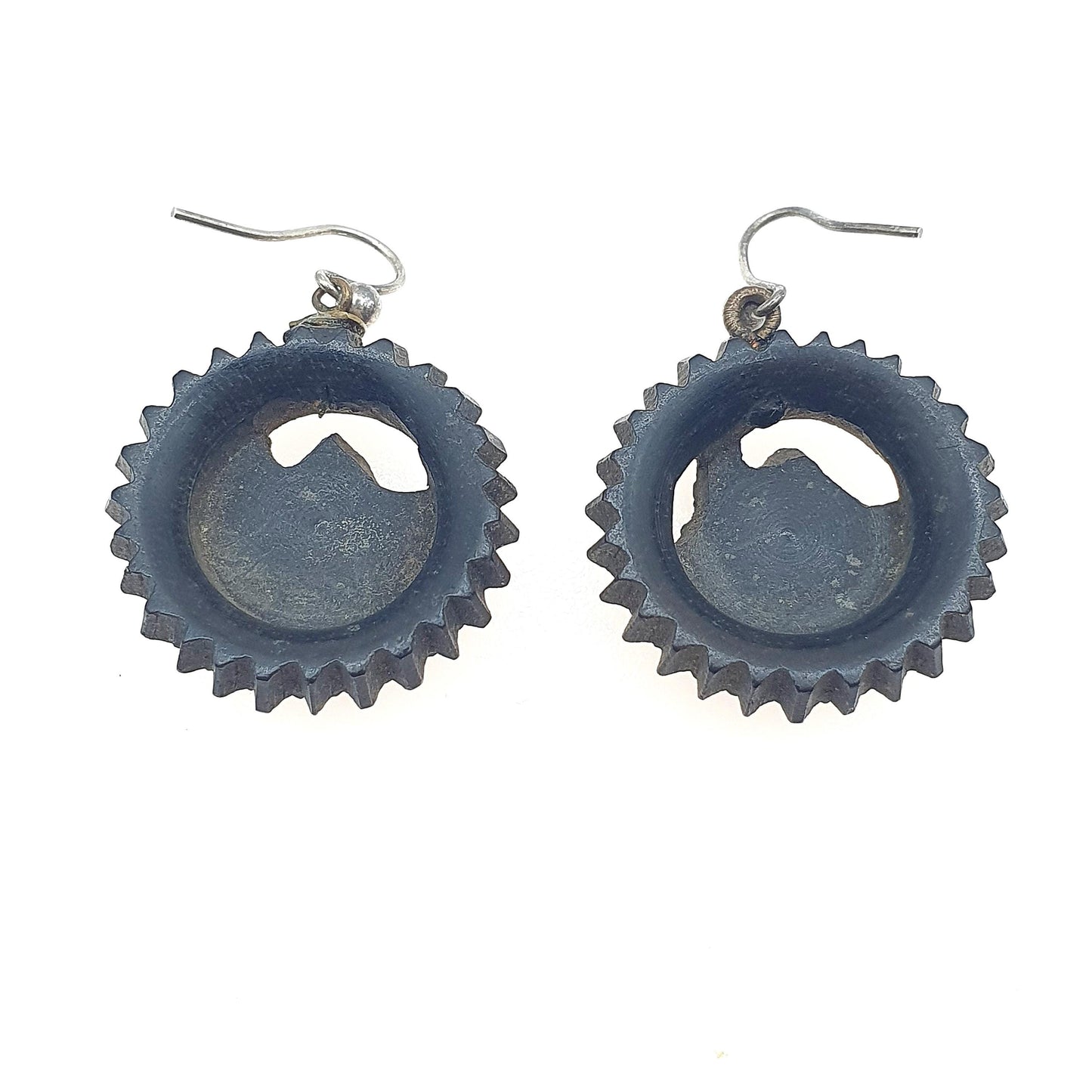 Antique Victorian Black Vulcanite Earrings Castle Whitby Abbey Designed to look like Whitby Jet Jewelry Jewellery Old Vintage Womens