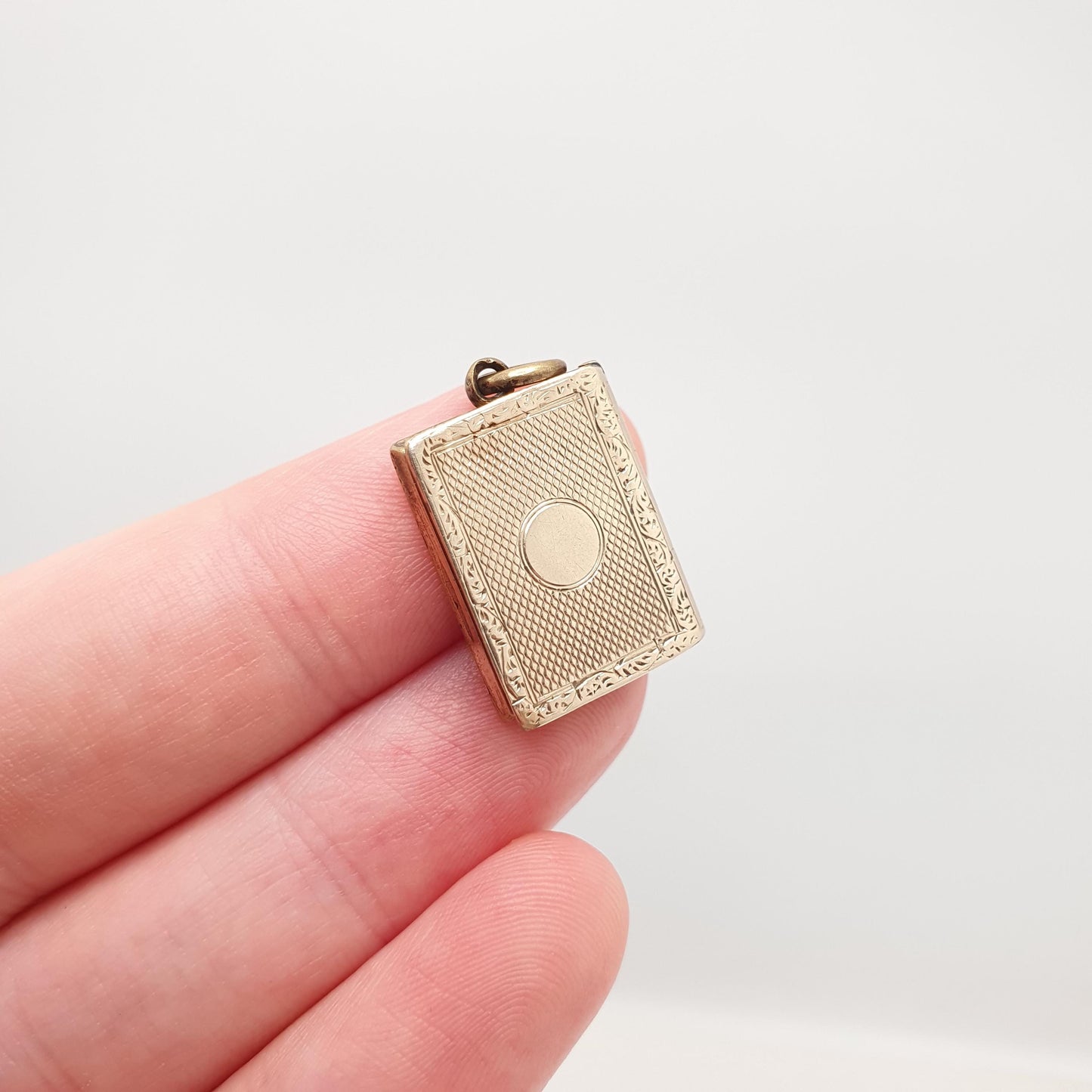 Antique 9ct 9k Gold Book Locket Pendant Victorian Solid 375 Back & Front Picture Photo Vintage Necklace Jewelry Womens Jewellery
