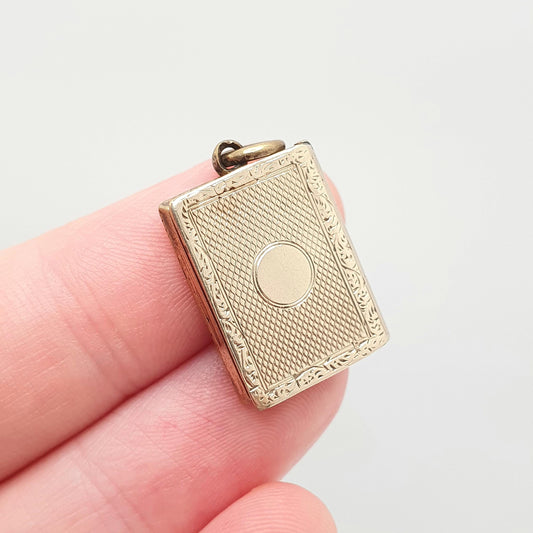 Antique 9ct 9k Gold Book Locket Pendant Victorian Solid 375 Back & Front Picture Photo Vintage Necklace Jewelry Womens Jewellery