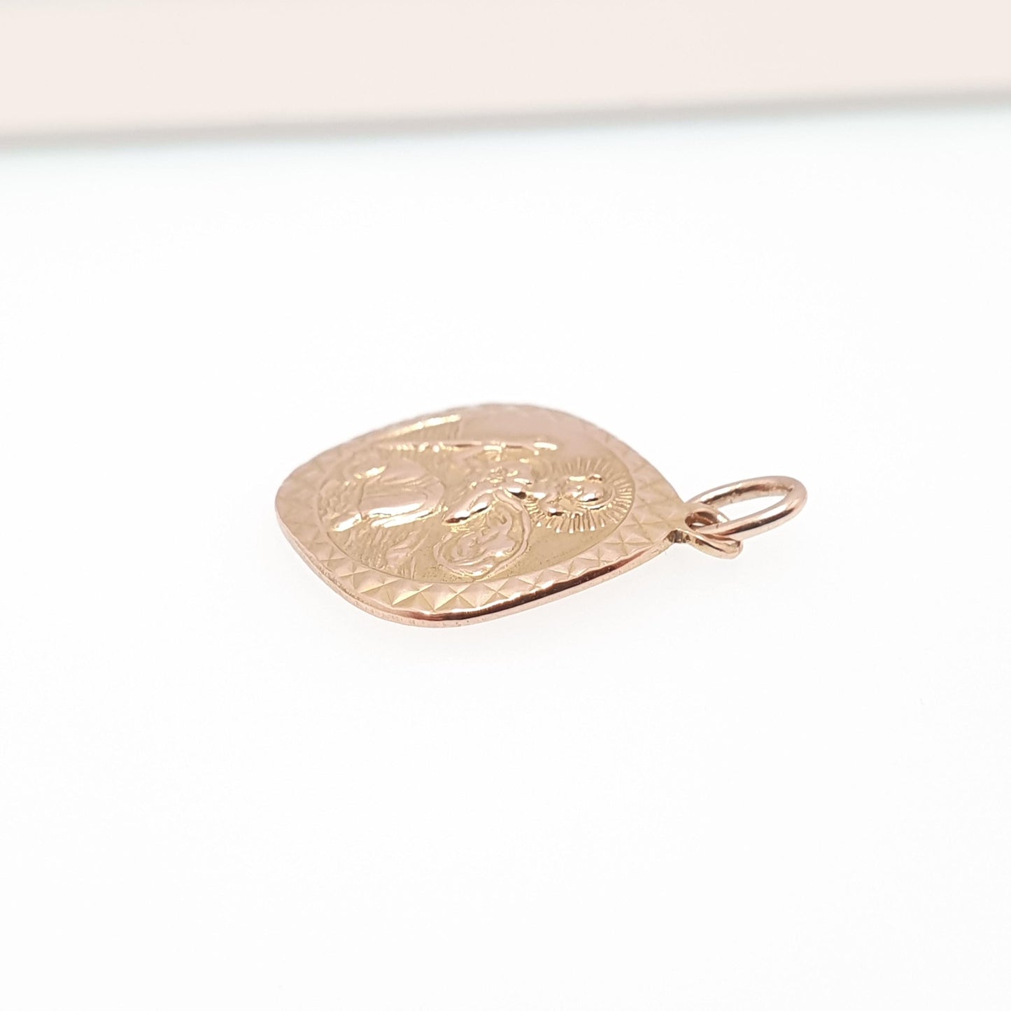 Vintage GEORG JENSEN 9ct 375 Gold St Christopher Charm Pendant Square Shape Necklace Small Solid 9k Travel Saint Jewellery Jewelry Men Women