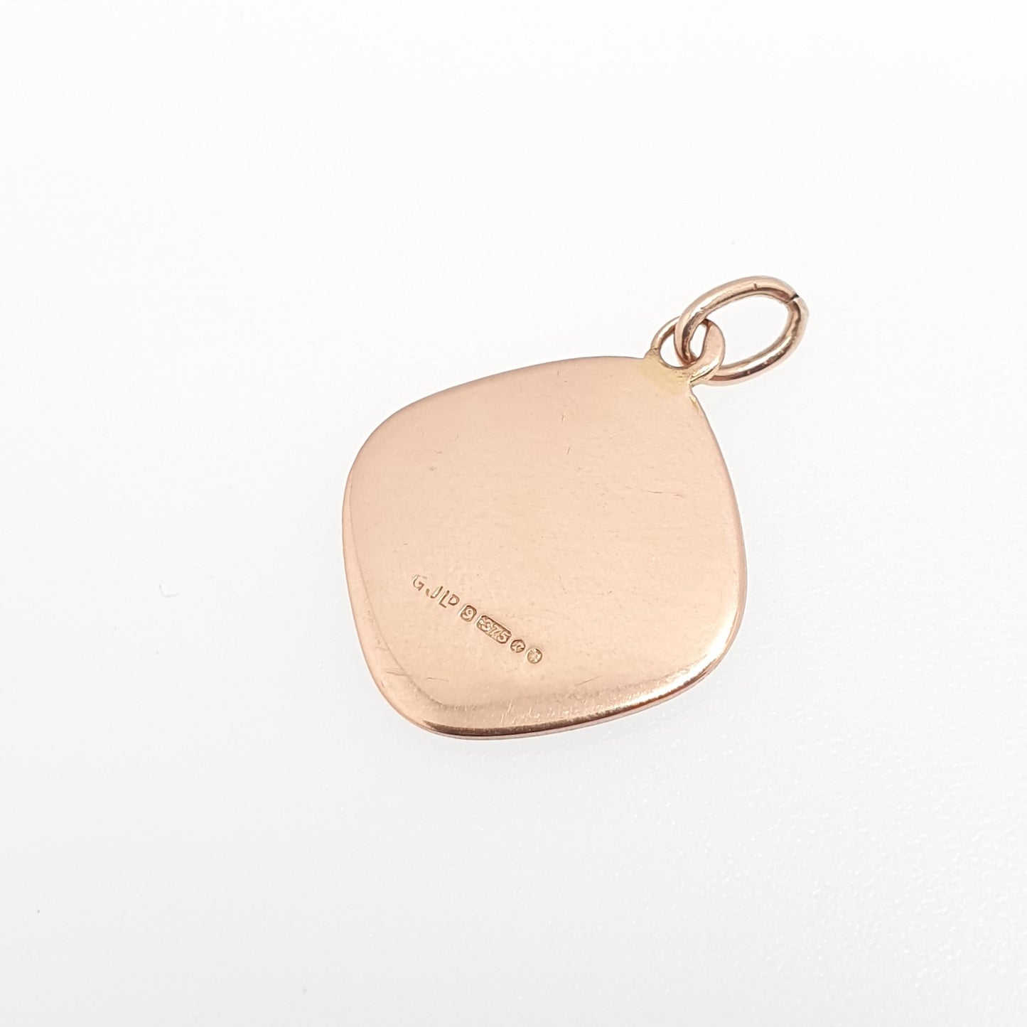 Vintage GEORG JENSEN 9ct 375 Gold St Christopher Charm Pendant Square Shape Necklace Small Solid 9k Travel Saint Jewellery Jewelry Men Women