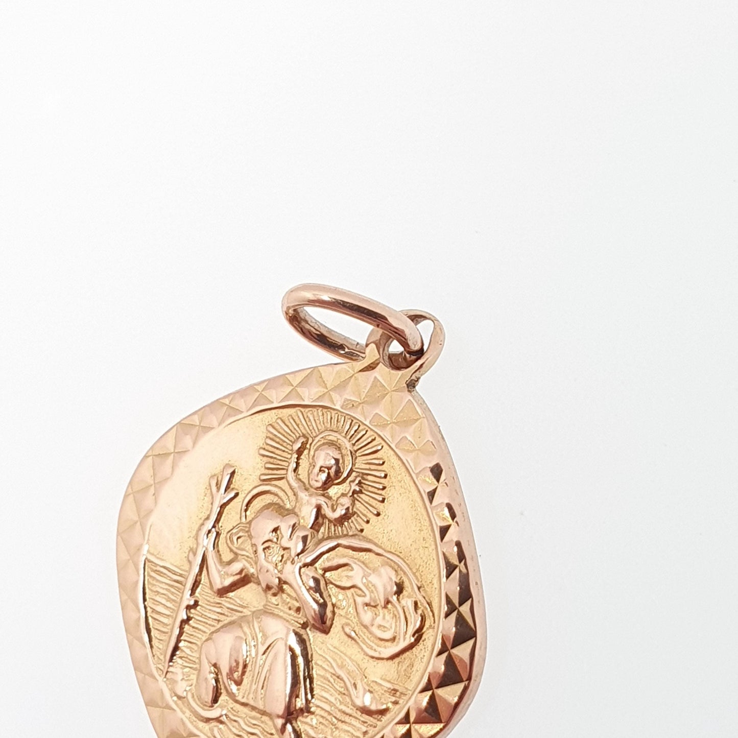 Vintage GEORG JENSEN 9ct 375 Gold St Christopher Charm Pendant Square Shape Necklace Small Solid 9k Travel Saint Jewellery Jewelry Men Women