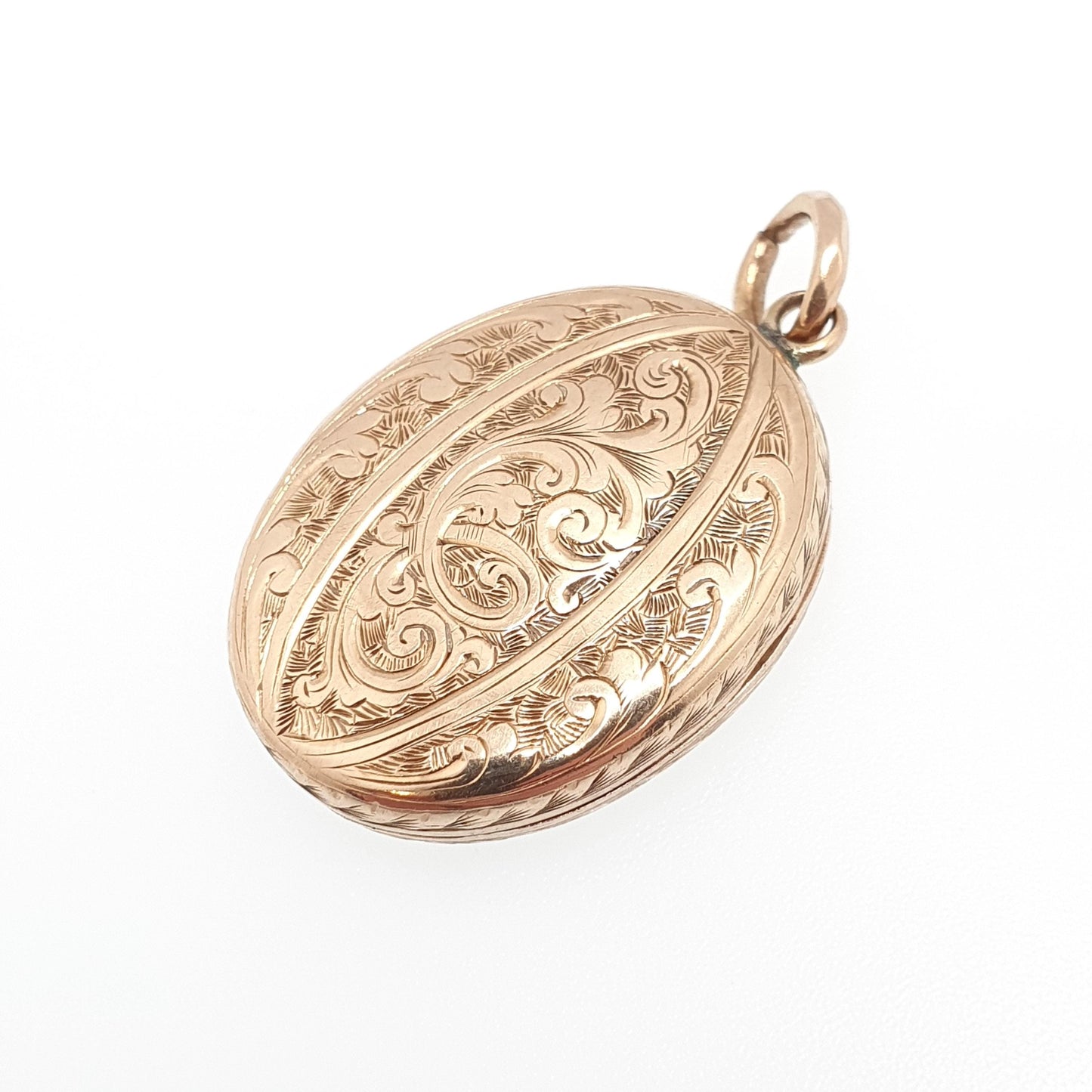 Antique Victorian Solid 9ct Gold Locket Large Oval Pendant Necklace Engraved Fine Estate 375 9k Photo Vintage Jewelry Jewellery