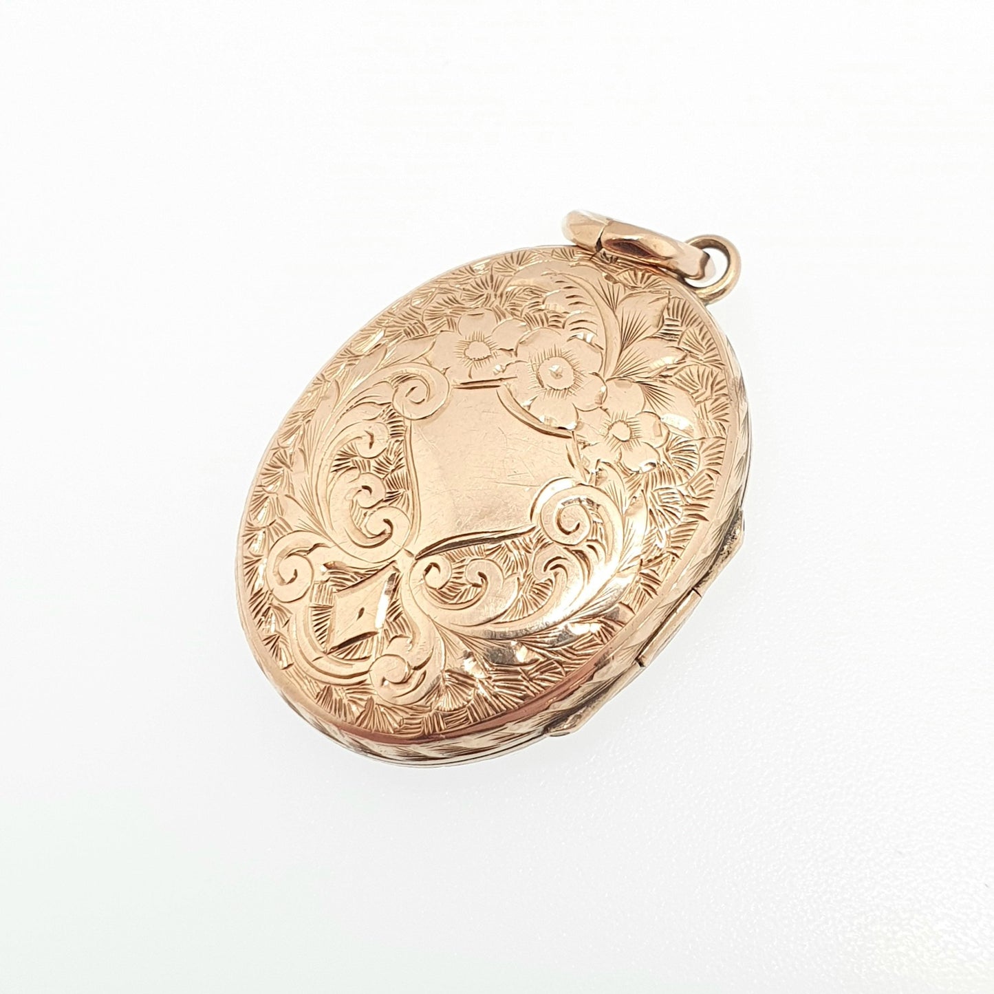 Antique Victorian Solid 9ct Gold Locket Large Oval Pendant Necklace Engraved Fine Estate 375 9k Photo Vintage Jewelry Jewellery