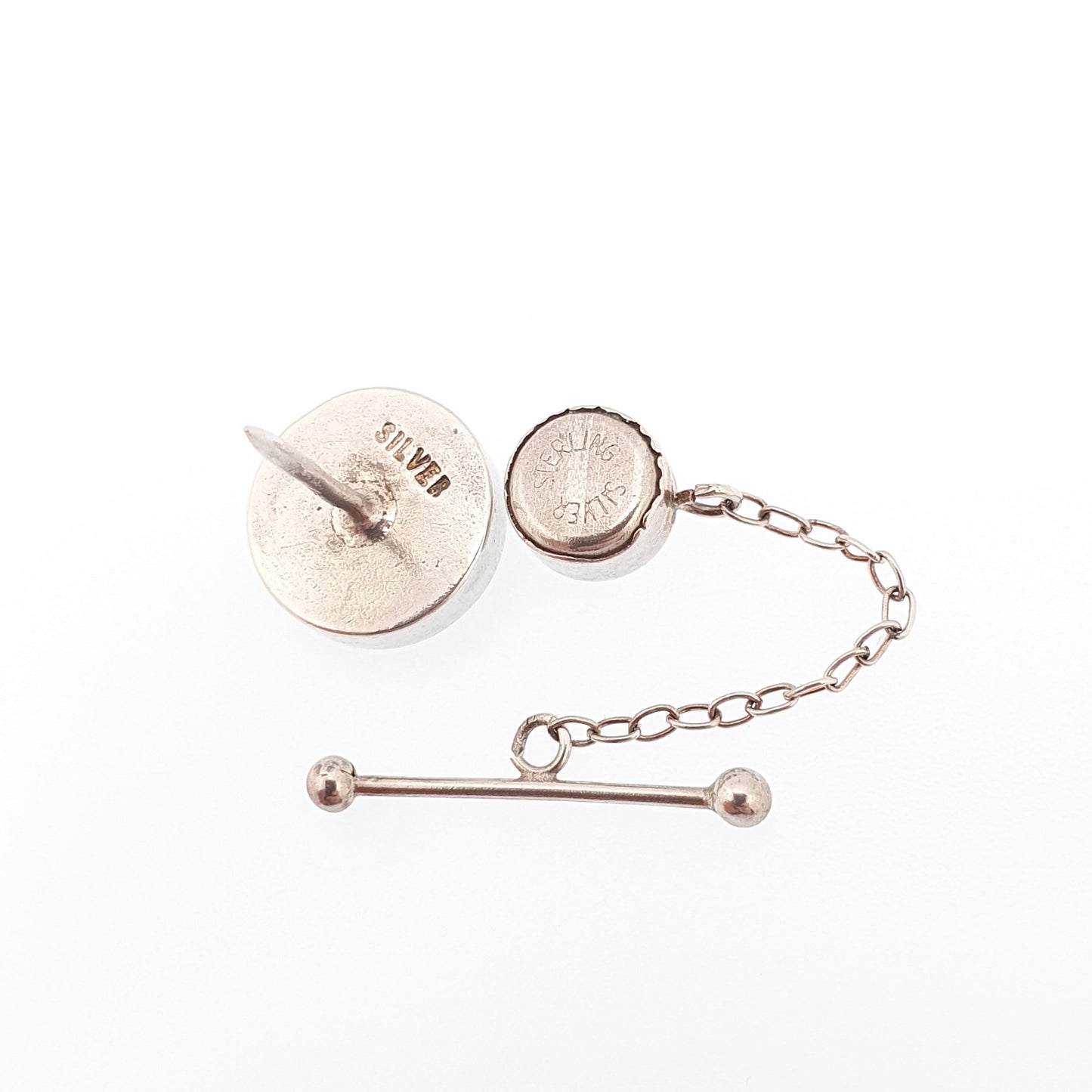 Vintage Solid Silver Blue John Lapel Pin Bleu Jaune Fluorite 1960s Blazer Suit Jacket Vintage Mens Gents Jewellery Jewelry