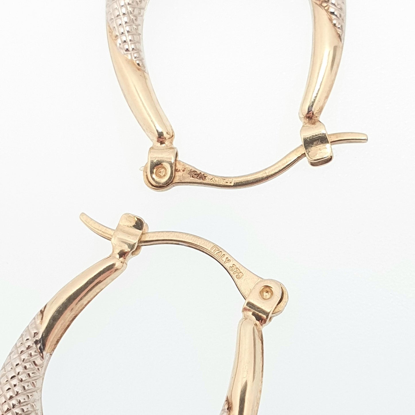 Vintage 9ct 9k Gold Hoop Earrings Large Big Gypsy Creole White Yellow 1980s 375 9 Carat Dangle Hanging Womens Jewelry Jewellery