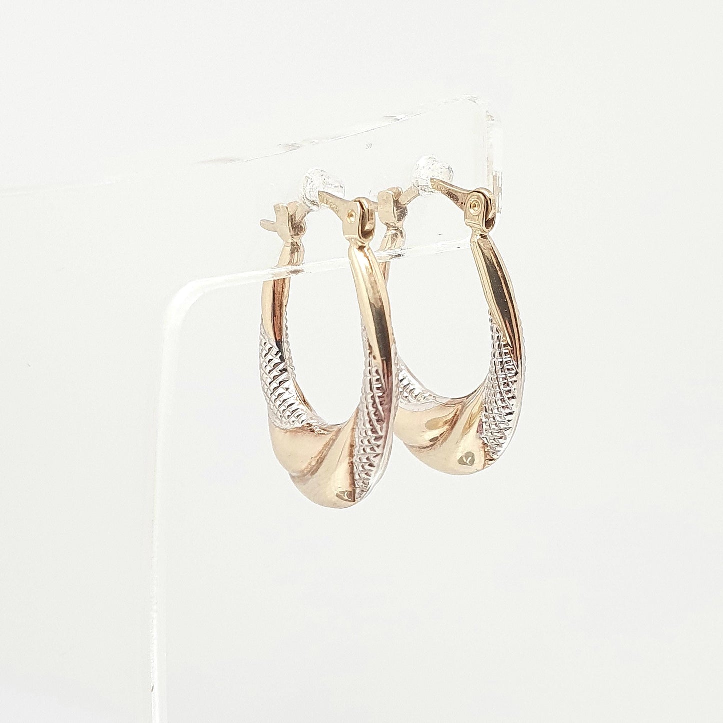 Vintage 9ct 9k Gold Hoop Earrings Large Big Gypsy Creole White Yellow 1980s 375 9 Carat Dangle Hanging Womens Jewelry Jewellery