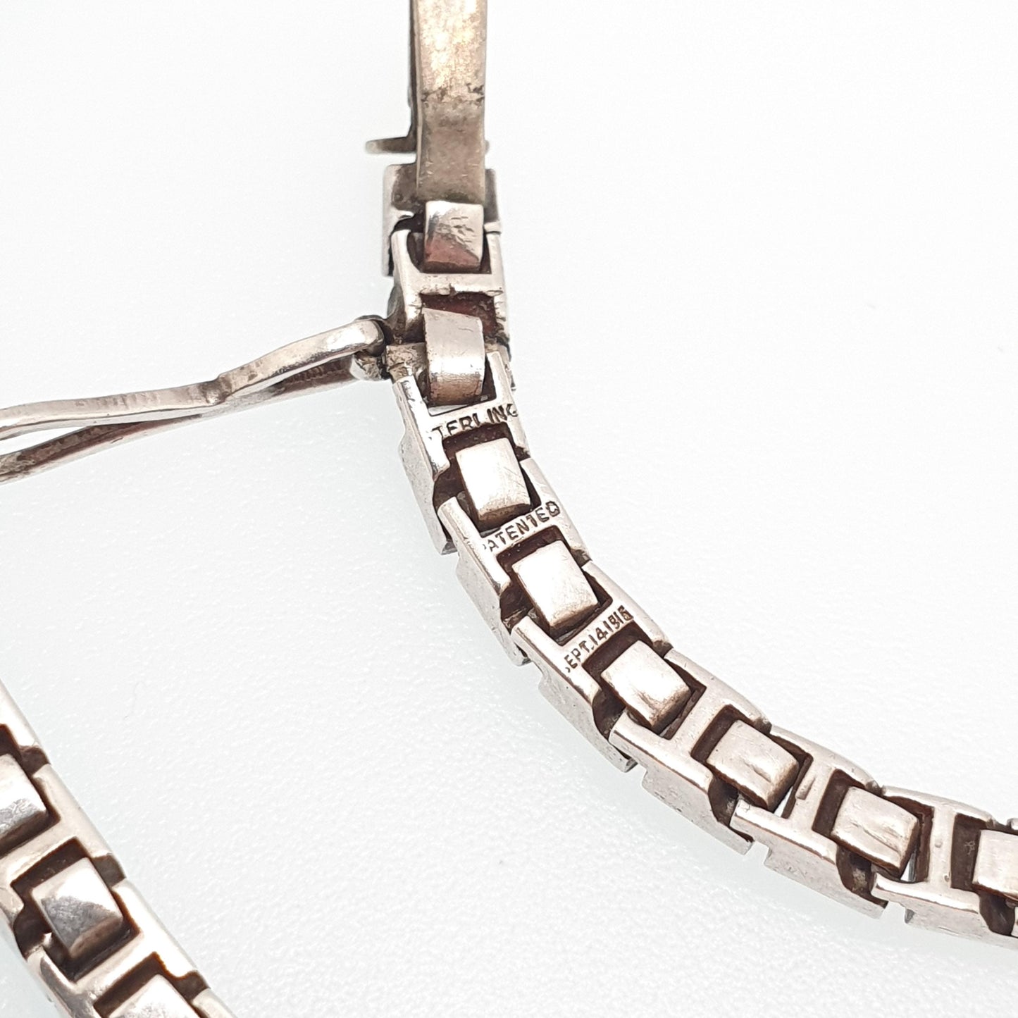 Antique Sterling Silver Diamond Paste Bracelet Art Deco Square Link Genuine 1920s Vintage 11.25g Sparkly Cocktail Womens Jewelry Jewellery