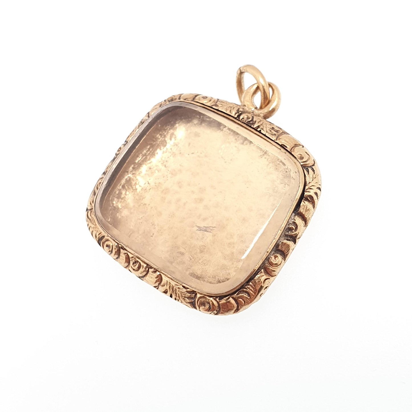 Antique Rolled Gold Victorian Locket Pendant Necklace Chased Border Rectangular Square Shape Vintage Gold Filled Womens Jewelry Jewellery