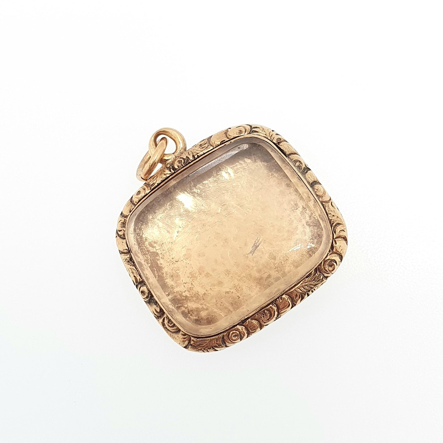 Antique Rolled Gold Victorian Locket Pendant Necklace Chased Border Rectangular Square Shape Vintage Gold Filled Womens Jewelry Jewellery