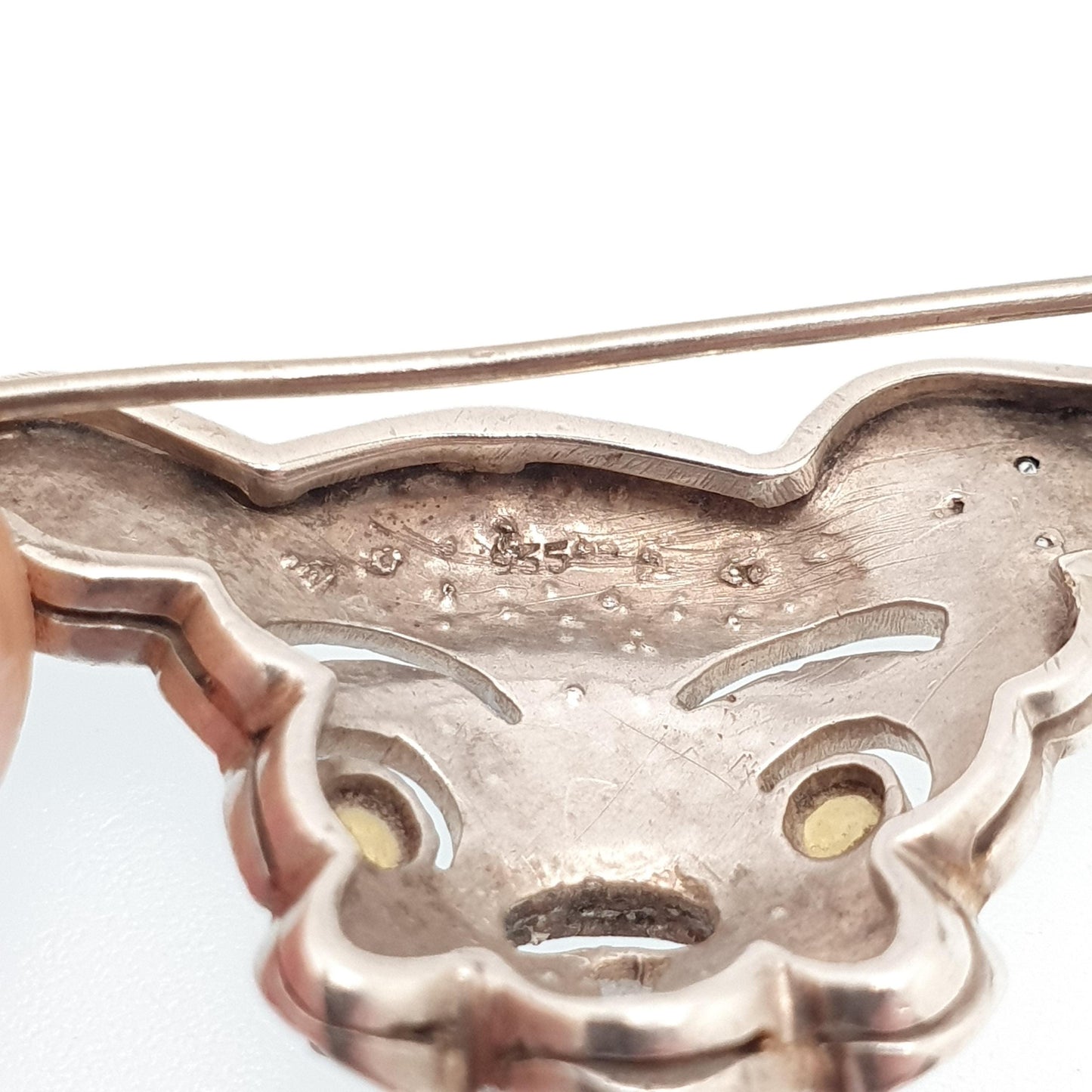 Antique Solid Silver Dog Brooch Diamond Paste Bulldog Art Deco Genuine Vintage Pet  Mens Jewelry