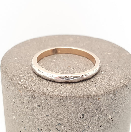 Old Vintage Platinum 9ct Gold Band Ring Wedding 1948 Hallmarked Solid 375 9kt 9k Stacking Stacker Mens Womens Jewelry Jewellery