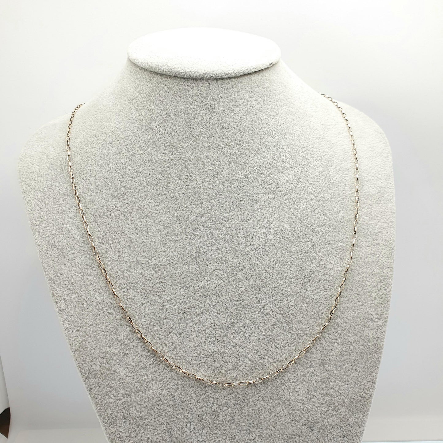 Vintage 9k 9ct Gold Belcher Link Chain Necklace Oval Cable Large Links Long 60cm 23.6" 3.31g Solid 375 Yellow Retro Womens Mens Hallmarked