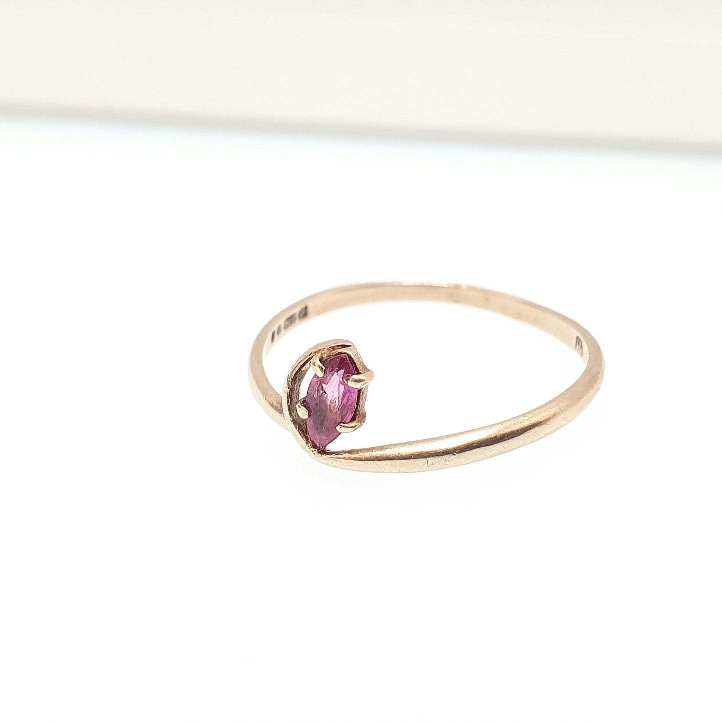 Vintage 9k 9ct Gold Ruby Ring Solid 375 9kt Pear Cut Red Gemstone Genuine Real Snake Womens Jewelry Jewellery