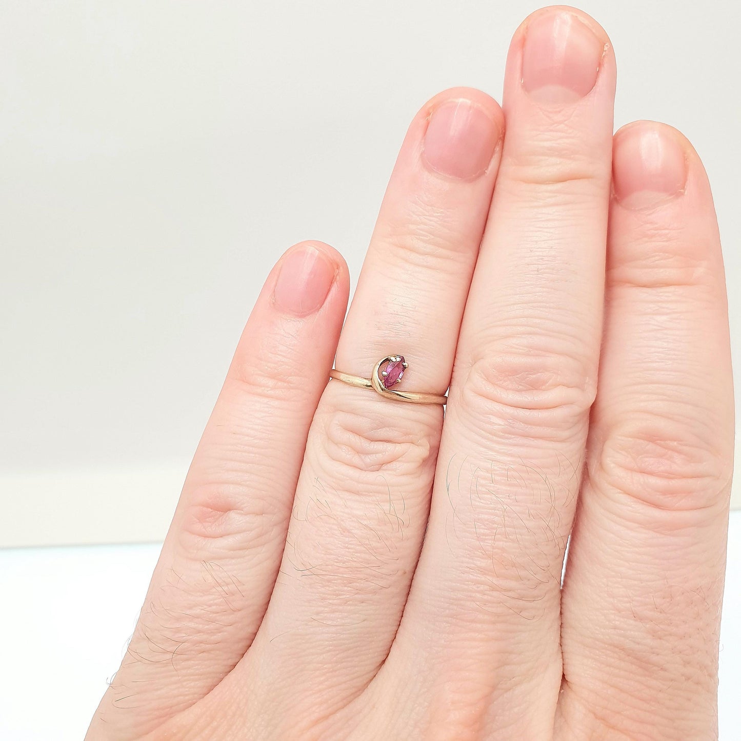 Vintage 9k 9ct Gold Ruby Ring Solid 375 9kt Pear Cut Red Gemstone Genuine Real Snake Womens Jewelry Jewellery