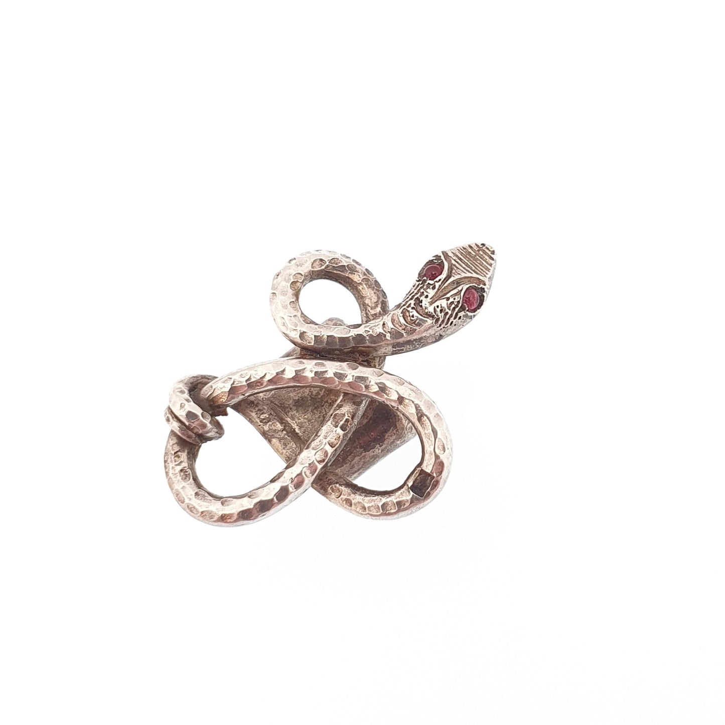Antique Solid Silver Snake Chain Slider For Necklace Bracelet Ruby Paste Serpent Eternal Love Vintage Jewelry Jewellery