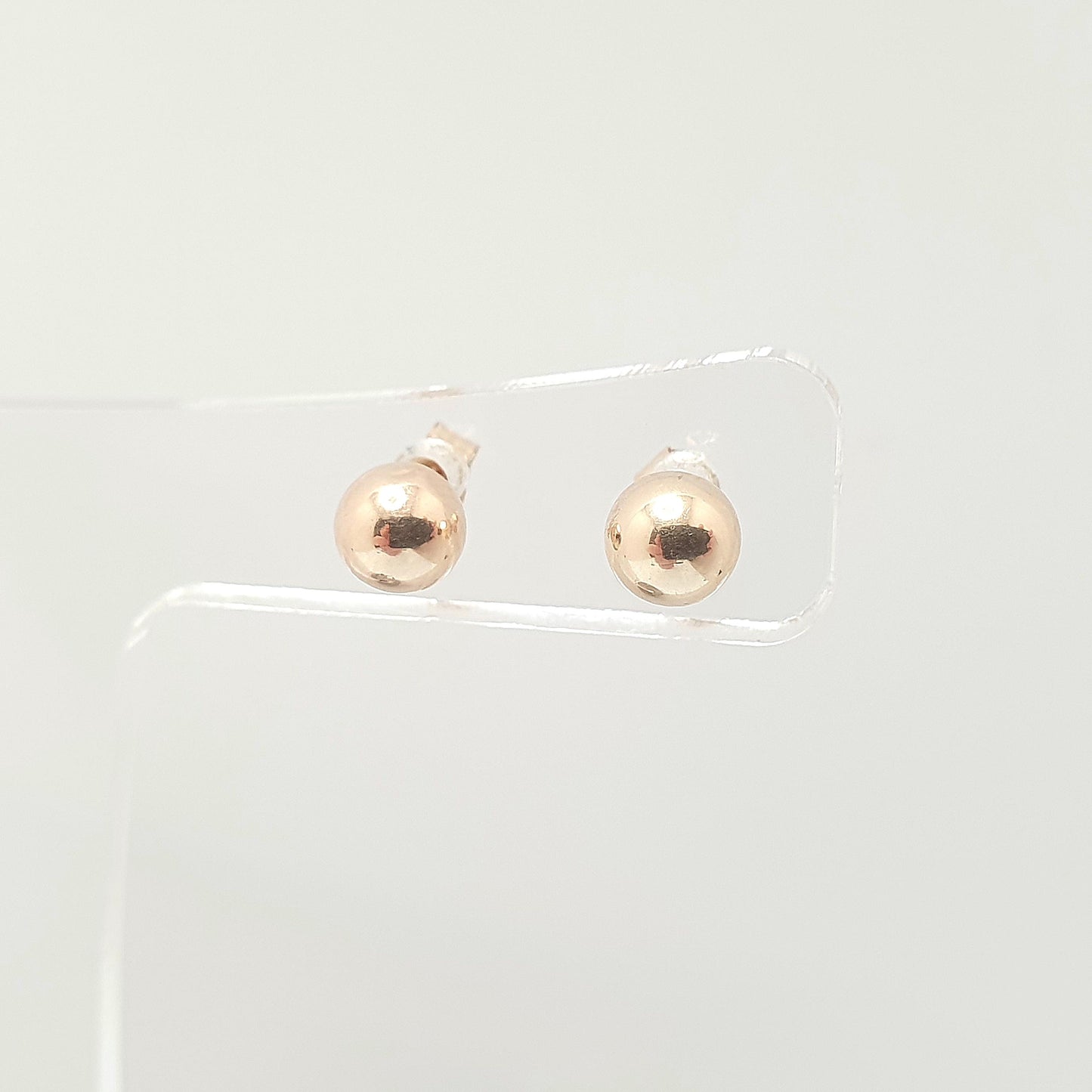 Vintage 9k 9ct Gold Ball Bead Stud Earrings Sphere Round 1980s Retro Yellow 375 Jewelry Jewellery